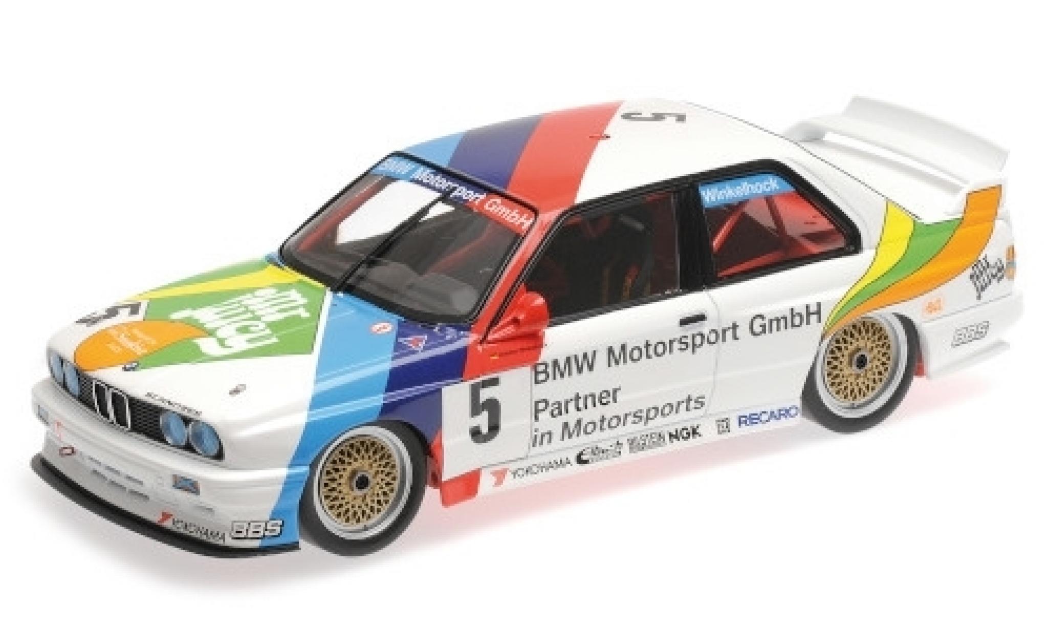 Bmw M3 1/18 Minichamps (E30) No.5 M-Team Schnitzer Mr. Juicy Macau Guia Race 1990 J.Winkelhock modelauto