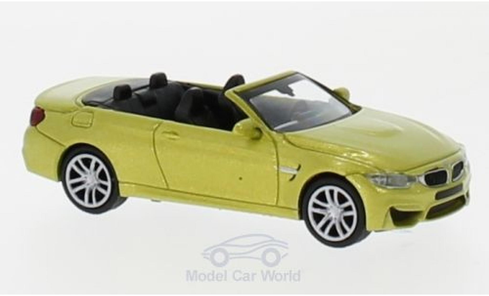 Bmw M4 1/87 Minichamps Cabriolet metallic geel 2015 modelauto