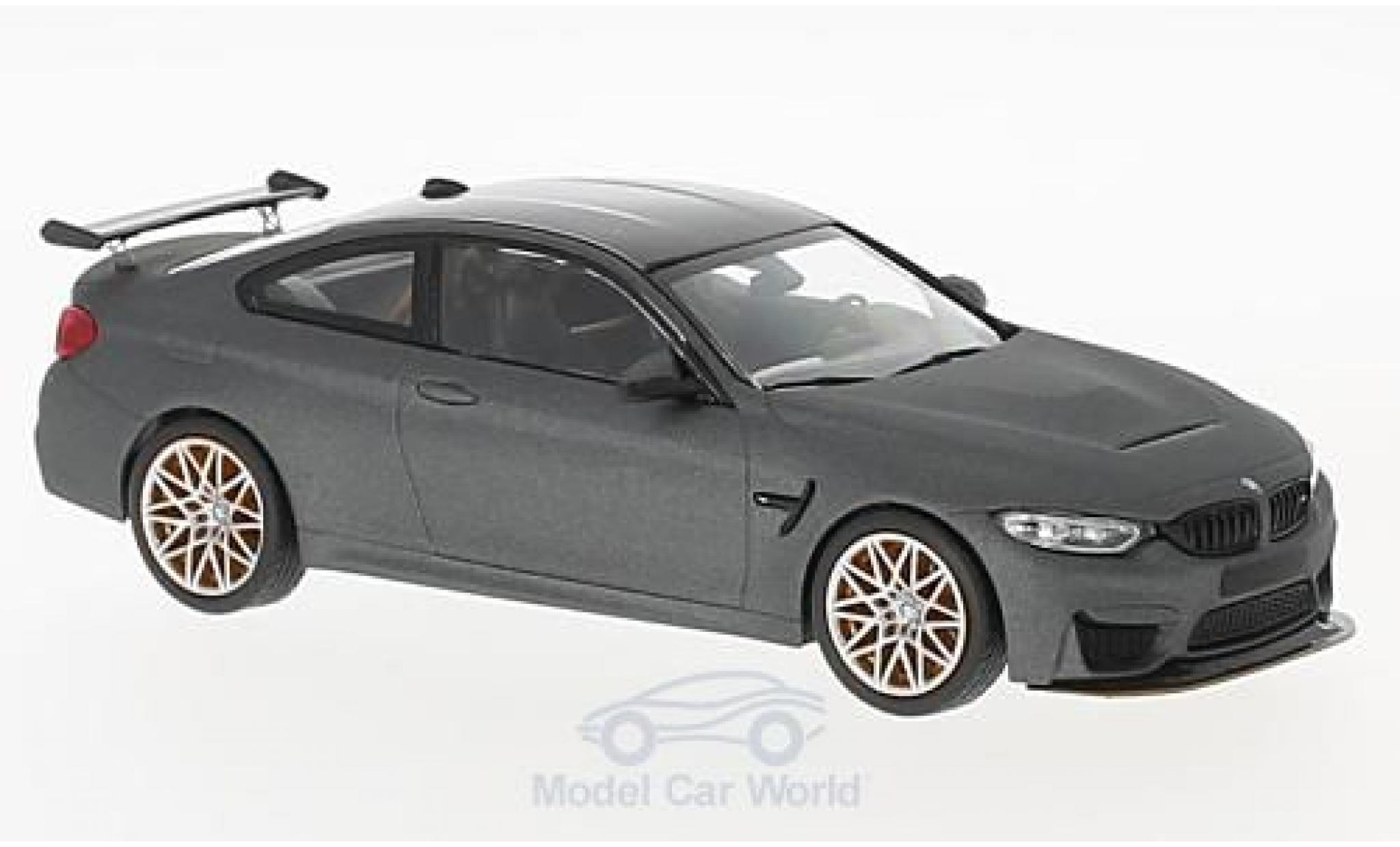 Bmw M4 1/43 Minichamps (F82) GTS matt-grijs 2016 mit oranjen Felgen modelauto