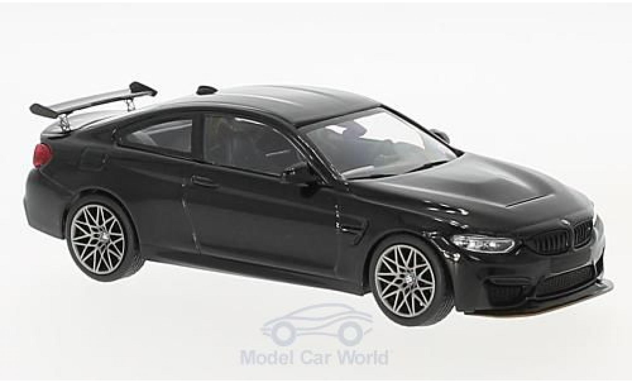 Bmw M4 1/43 Minichamps (F82) GTS metallic zwart 2016 mit grijsen Felgen modelauto