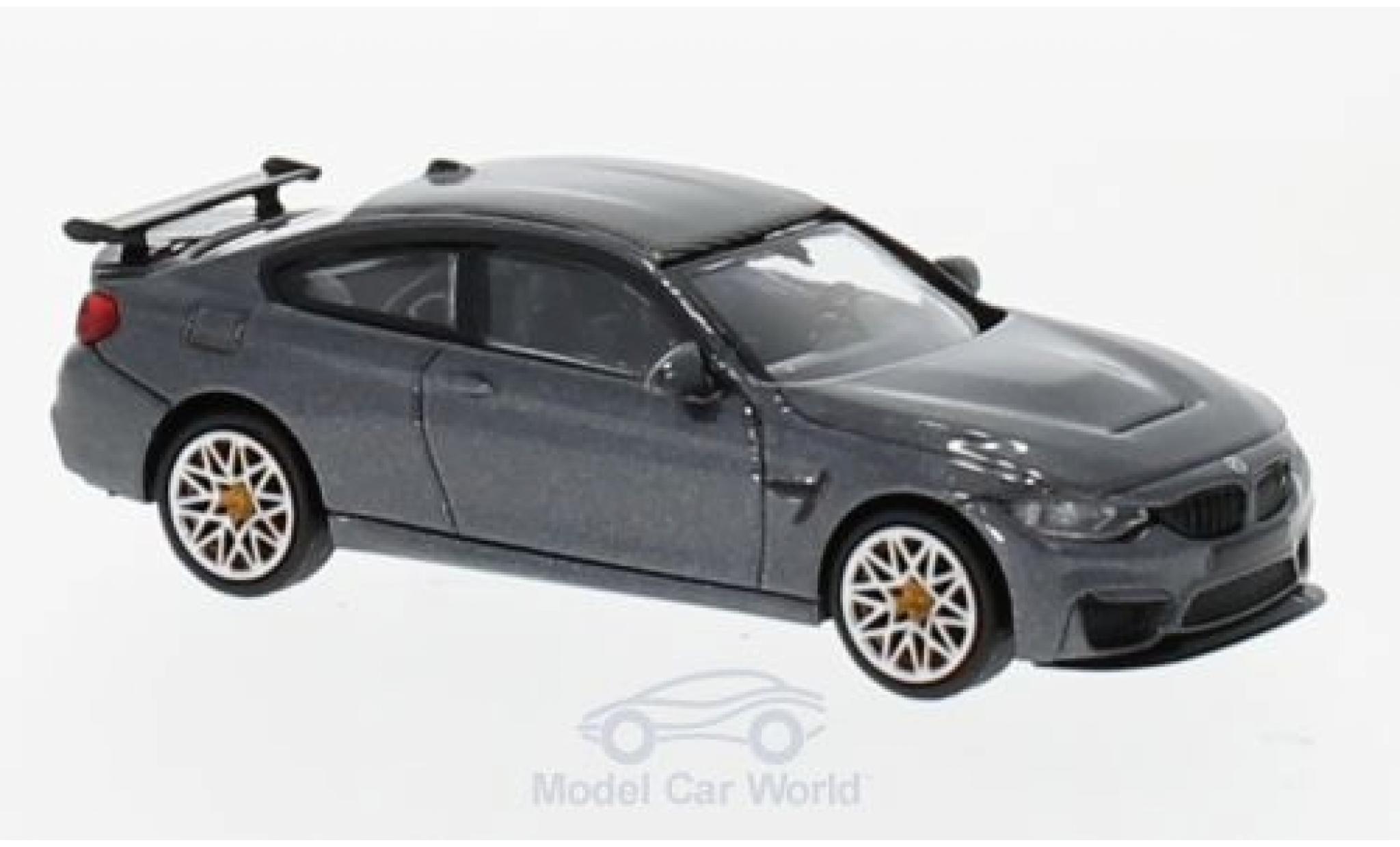 Bmw M4 1/87 Minichamps GTS metallic grijs 2016 mit oranjen Felgen modelauto