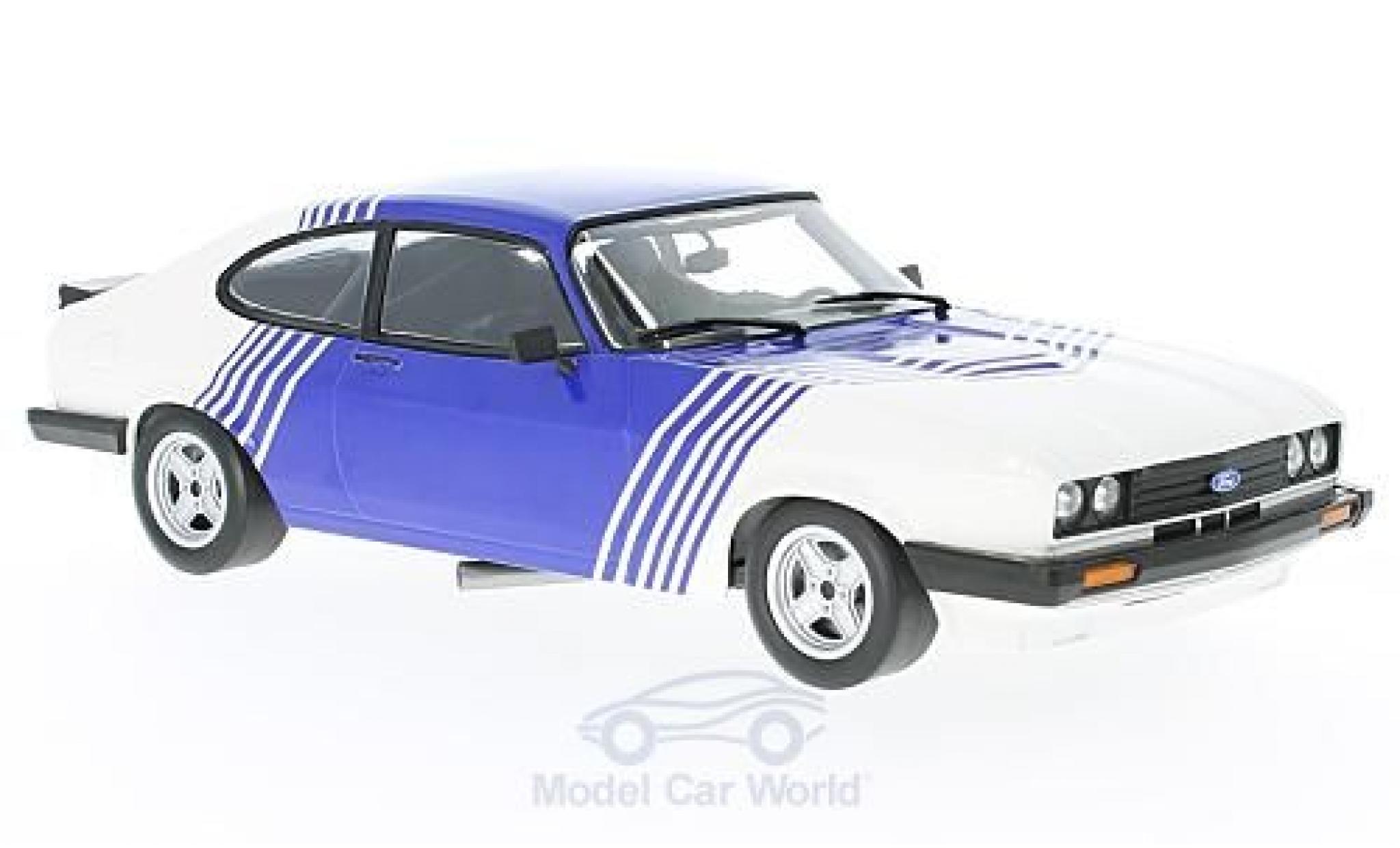 Ford Capri 1/18 Minichamps 3.0 wit/blauw 1978 modelauto