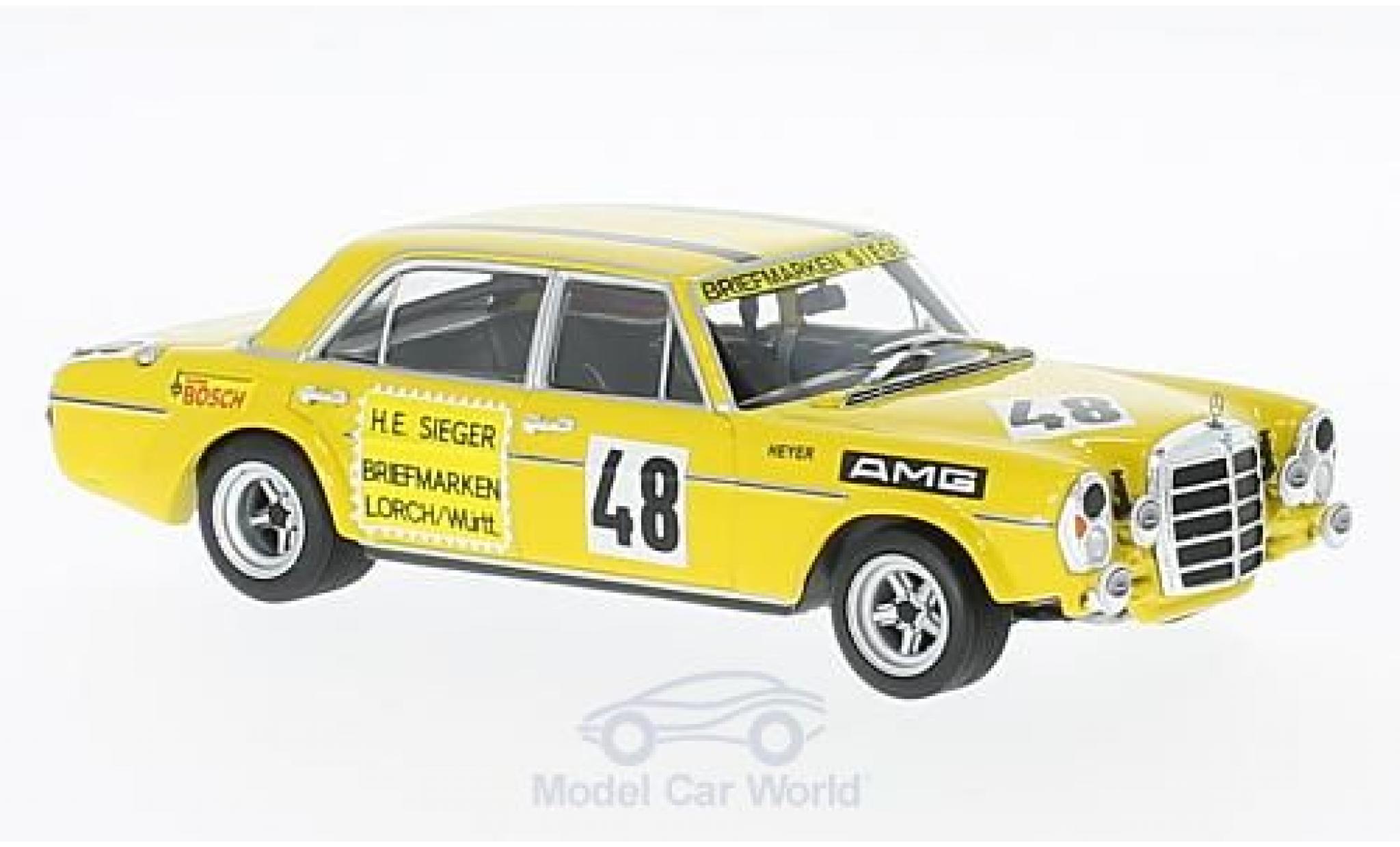 Mercedes 300 TE 1/43 Minichamps SEL 6.8 AMG No.48 Briefmarken Sieger Test Le Mans 1972 H.Heyer modelauto