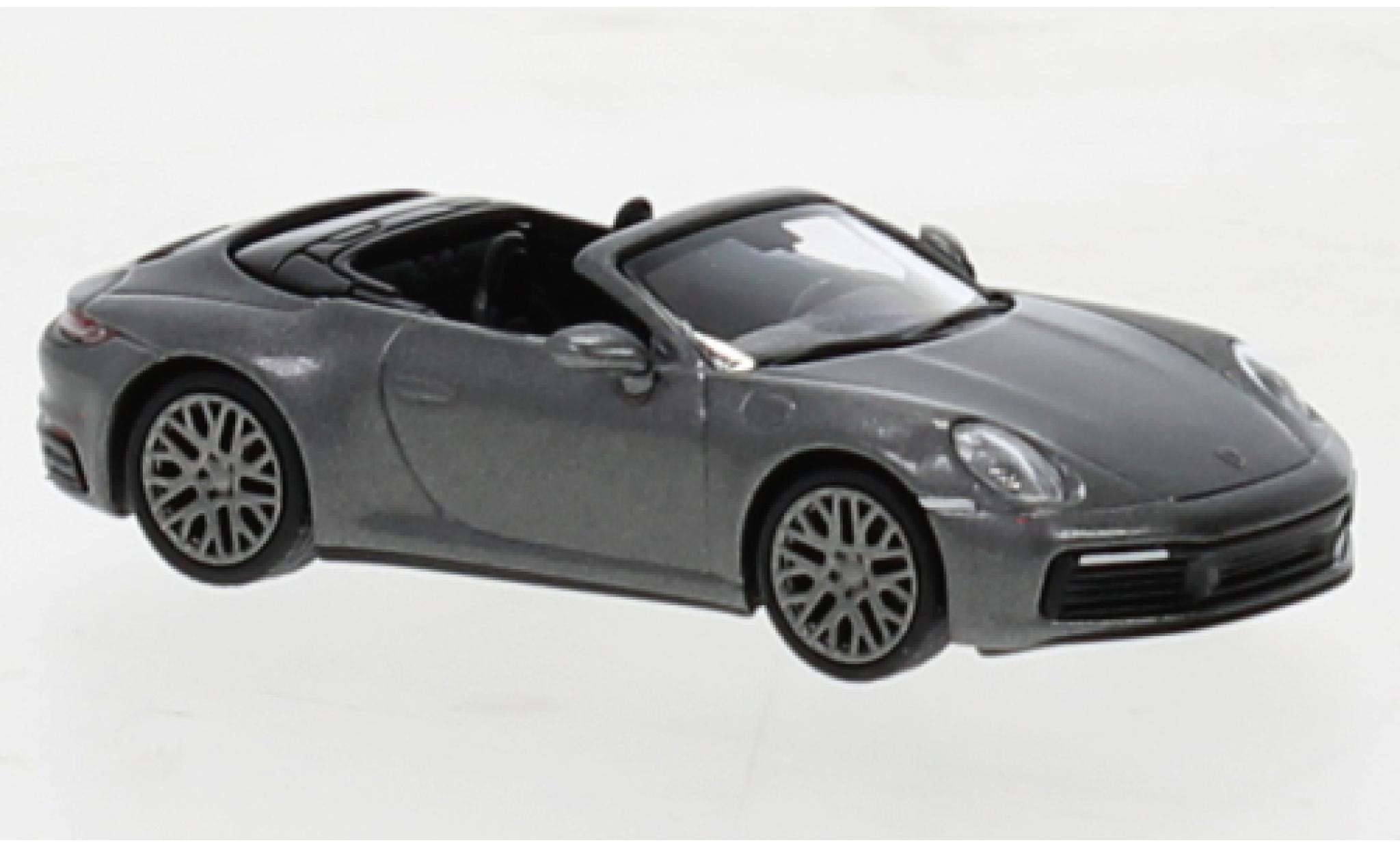 Porsche 992 4S 1/87 Minichamps 911  Carrera cabriolet metallic grijs 2019 modelauto
