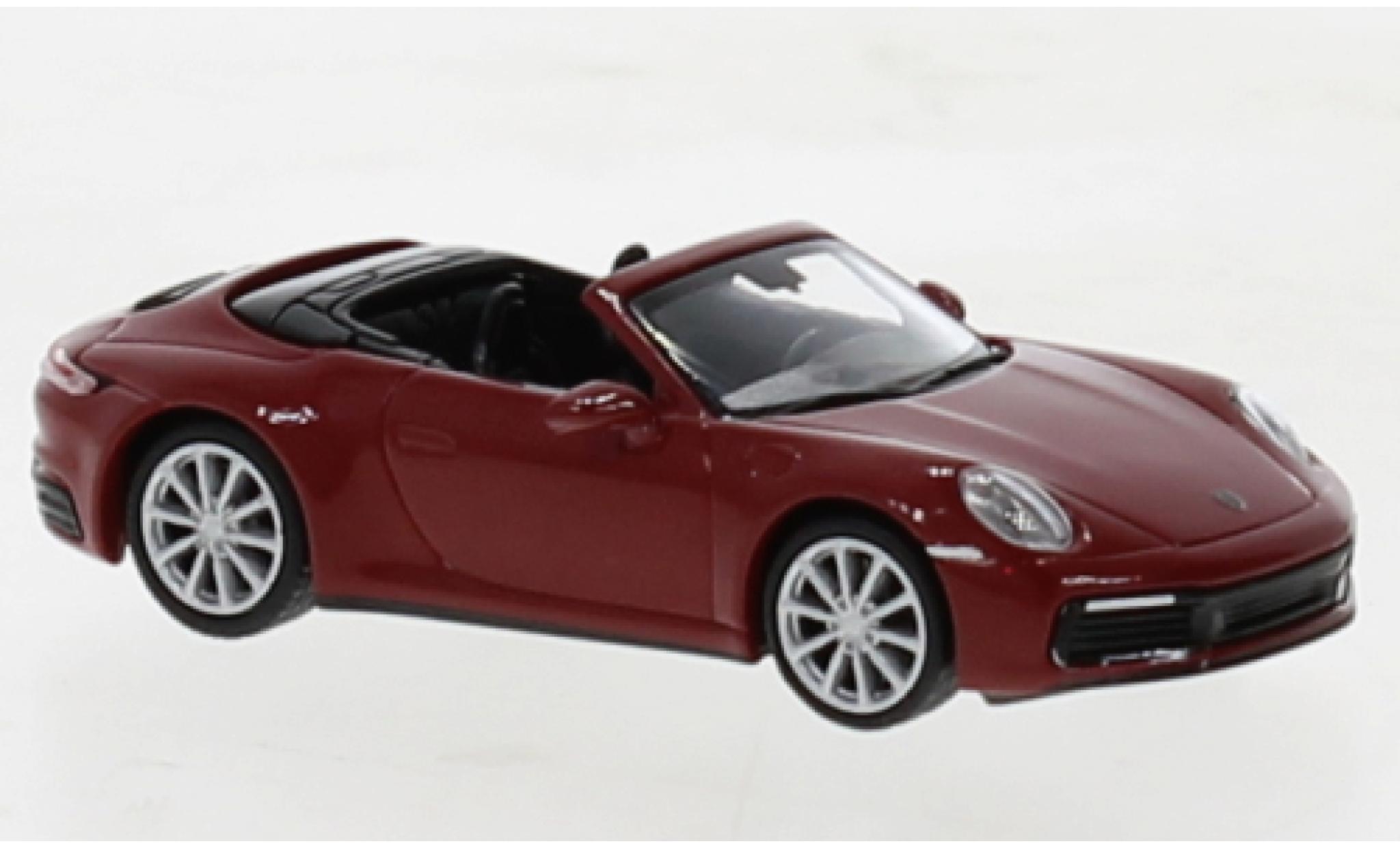 Porsche 992 4S 1/87 Minichamps 911  Carrera cabriolet rood 2019 modelauto