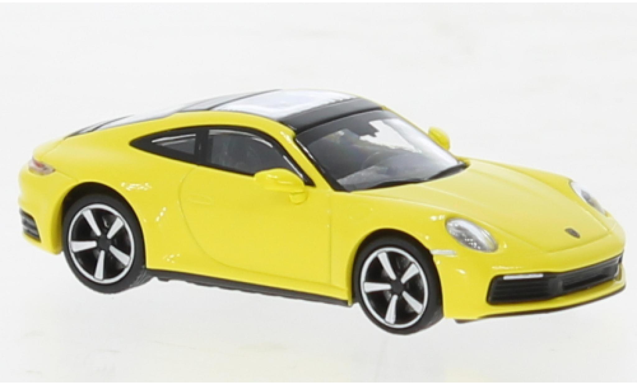 Porsche 992 4S 1/87 Minichamps 911  Carrera geel 2019 modelauto