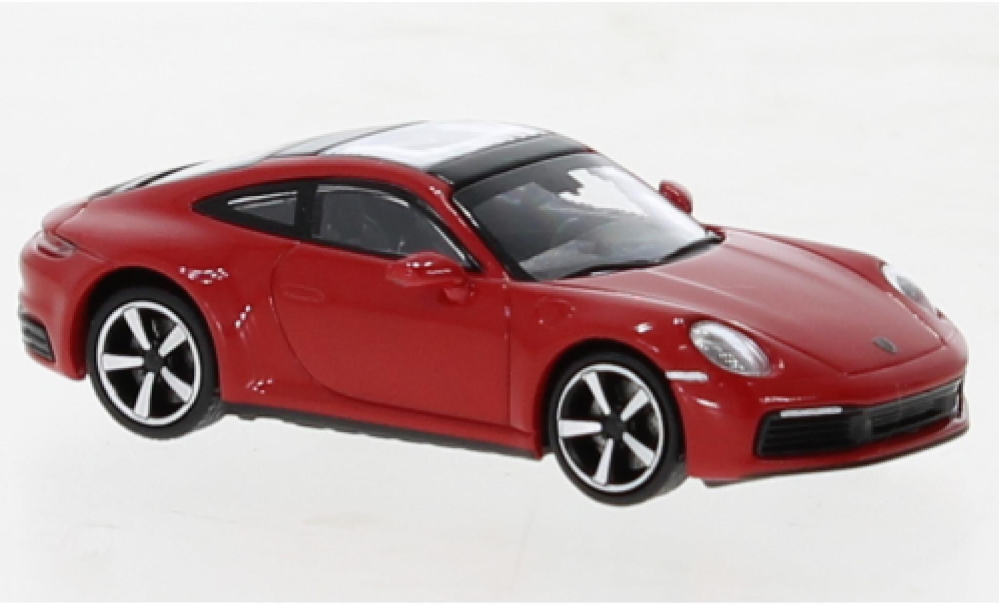 Porsche 992 4S 1/87 Minichamps 911  Carrera rood 2019 modelauto