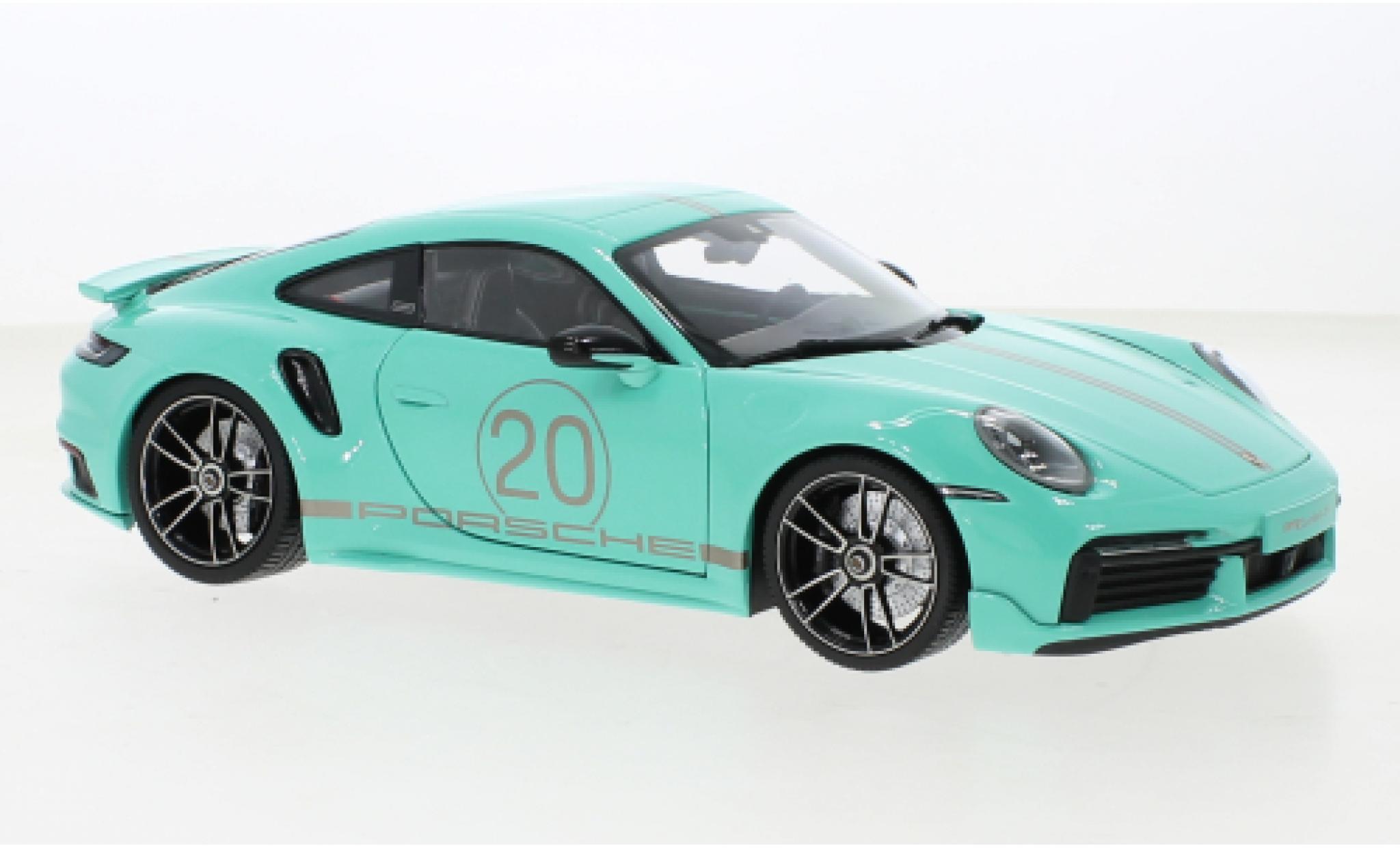 Porsche 992 Turbo s 1/18 Minichamps 911  Turbo S Sport Design groen 2021 modelauto