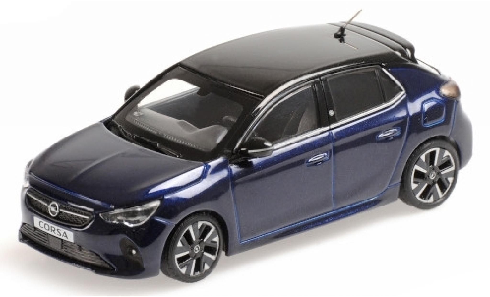 Opel Corsa 1/43 Minichamps E metallic blauw/metallic zwart 2019 modelauto