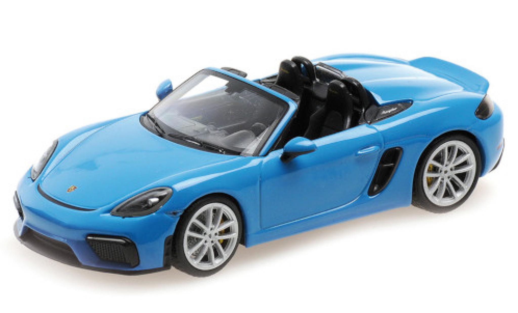 Porsche Boxster 1/43 Minichamps 718 Spyder (982) blauw 2020 Softtop couch&eacute; avec modelauto