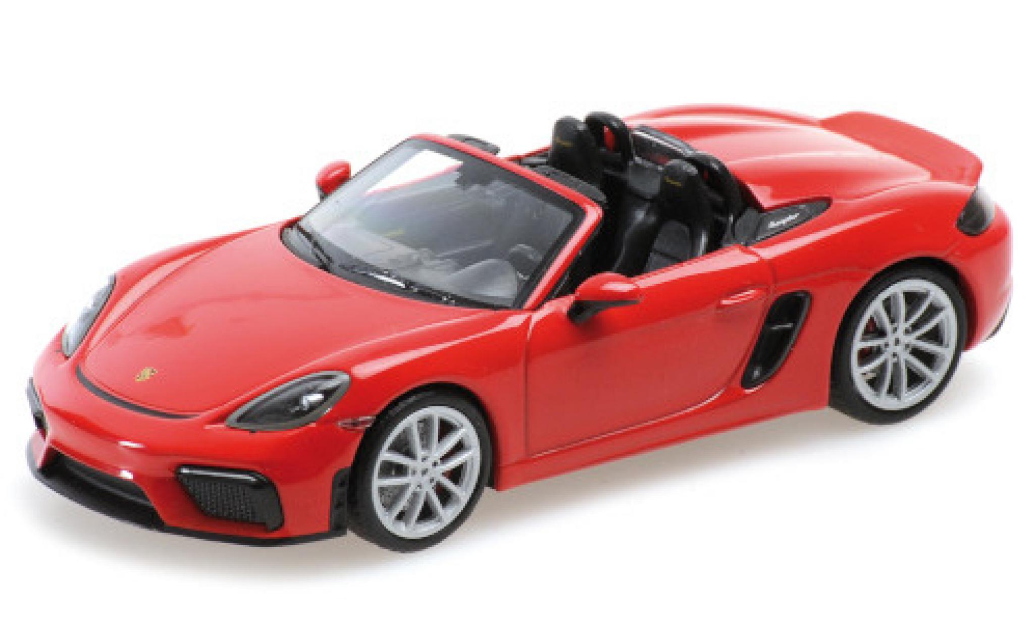 Porsche Boxster 1/43 Minichamps 718 Spyder (982) rood 2020 Softtop couch&eacute; avec modelauto