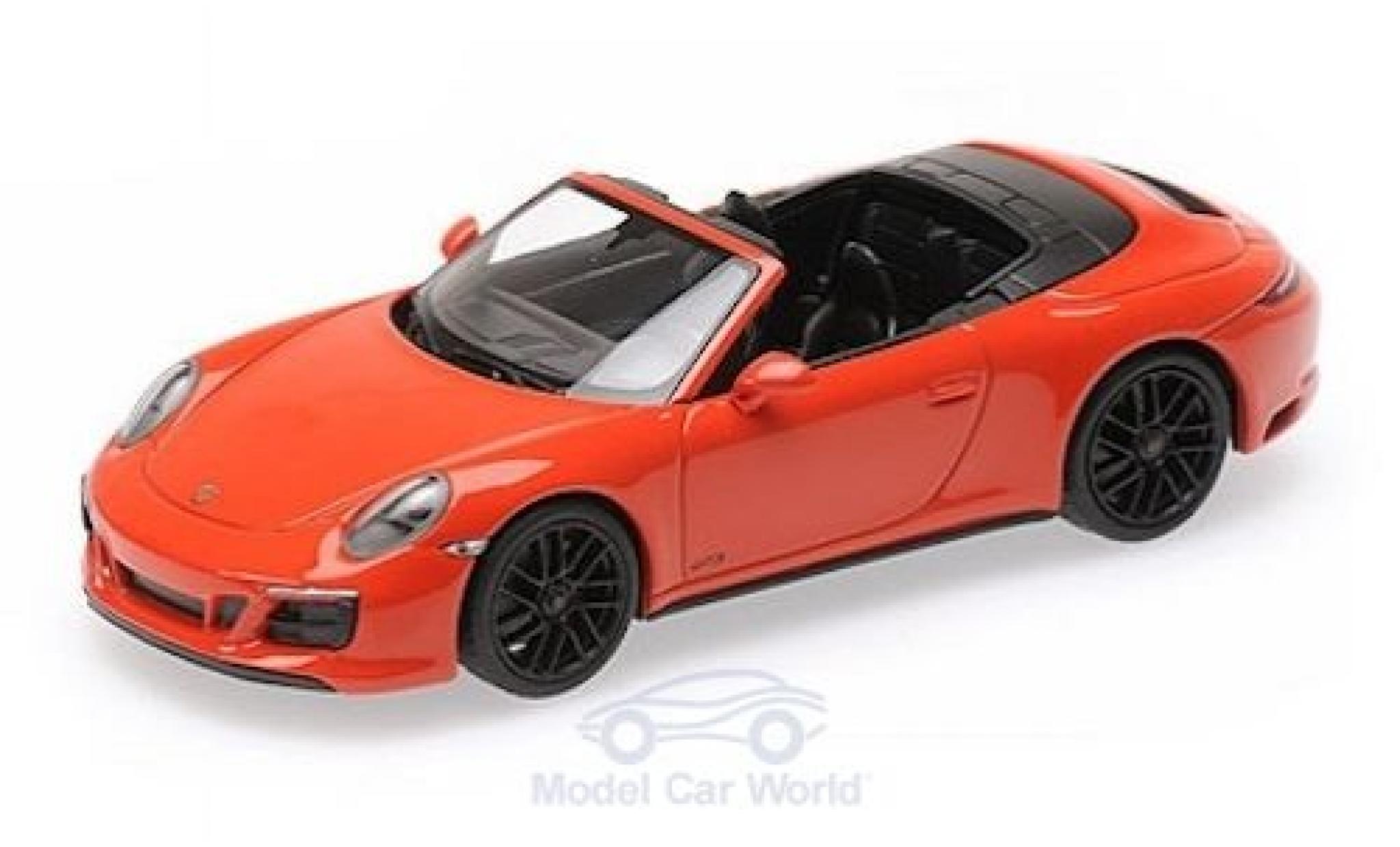 Porsche 991 GTS 1/43 Minichamps 911 (.2) Carrera 4 GTS Cabriolet oranje 2017 modelauto