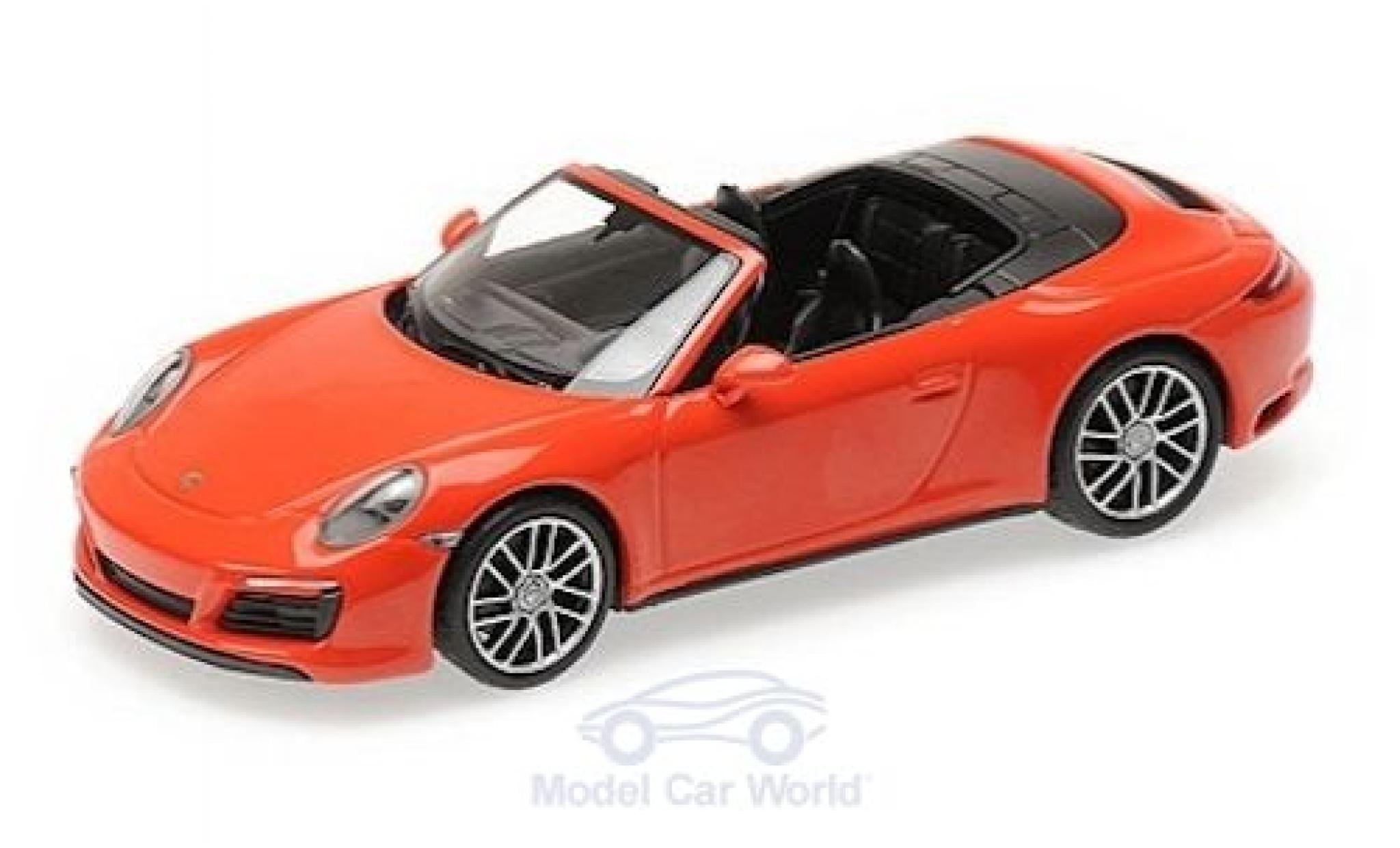 Porsche 991 4S 1/43 Minichamps 911 (.2) Carrera 4S Cabriolet oranje 2016 modelauto