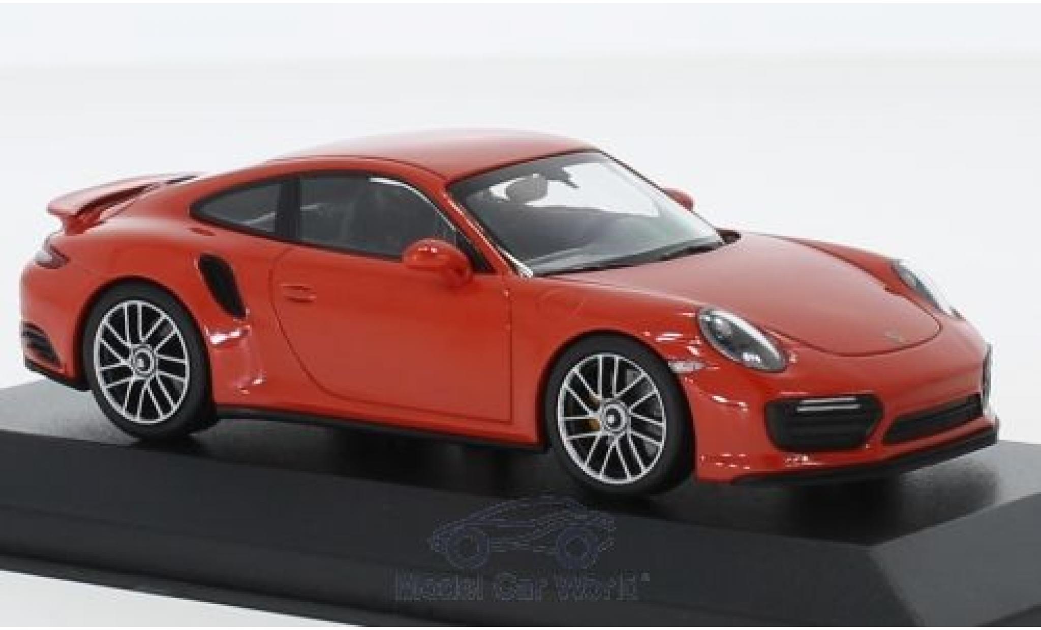 Porsche 991 Turbo S 1/43 Minichamps 911 (.2) Turbo S oranje 2017 modelauto