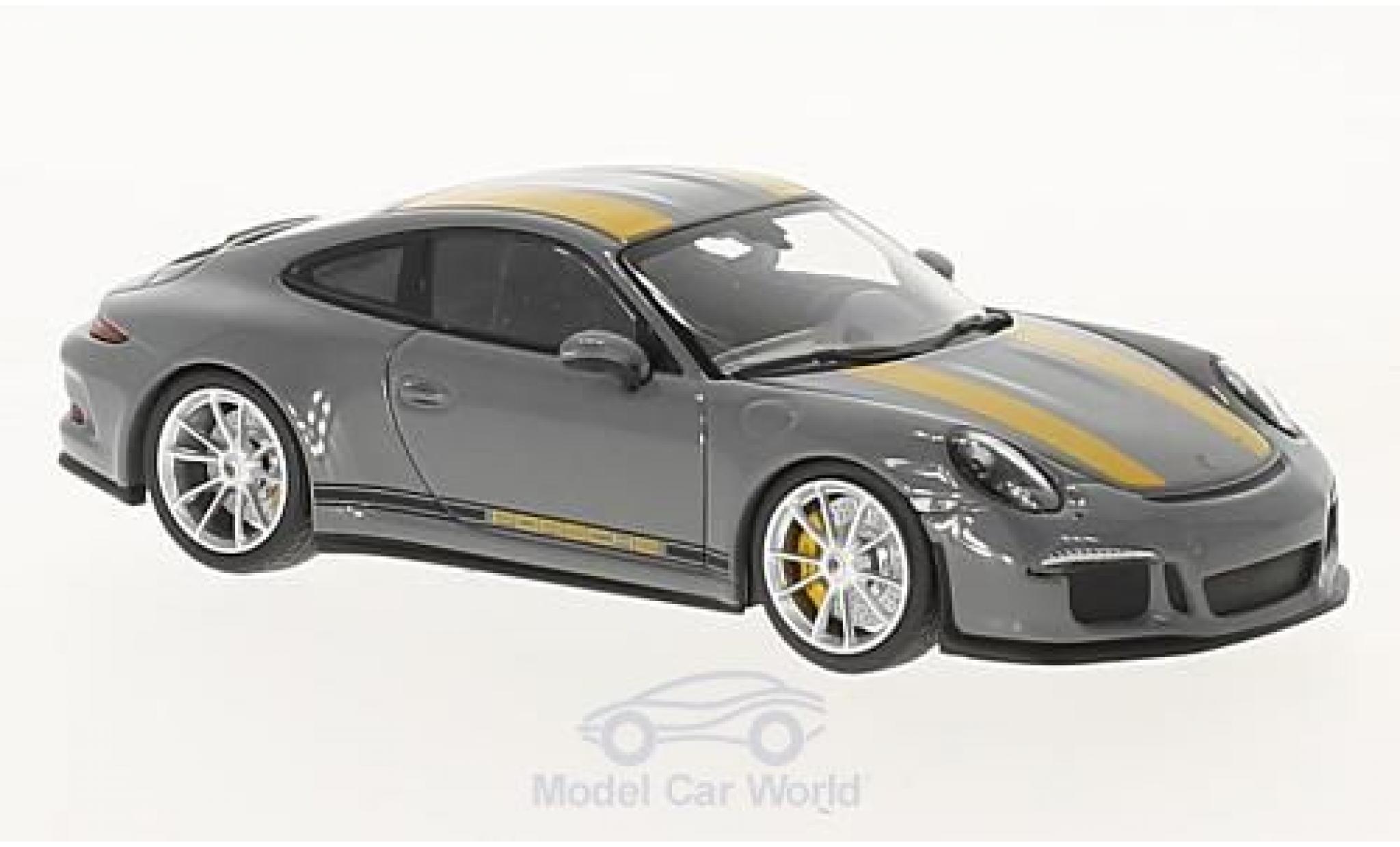 Porsche 991 R 1/43 Minichamps 911 () R grijs/geel 2016 modelauto