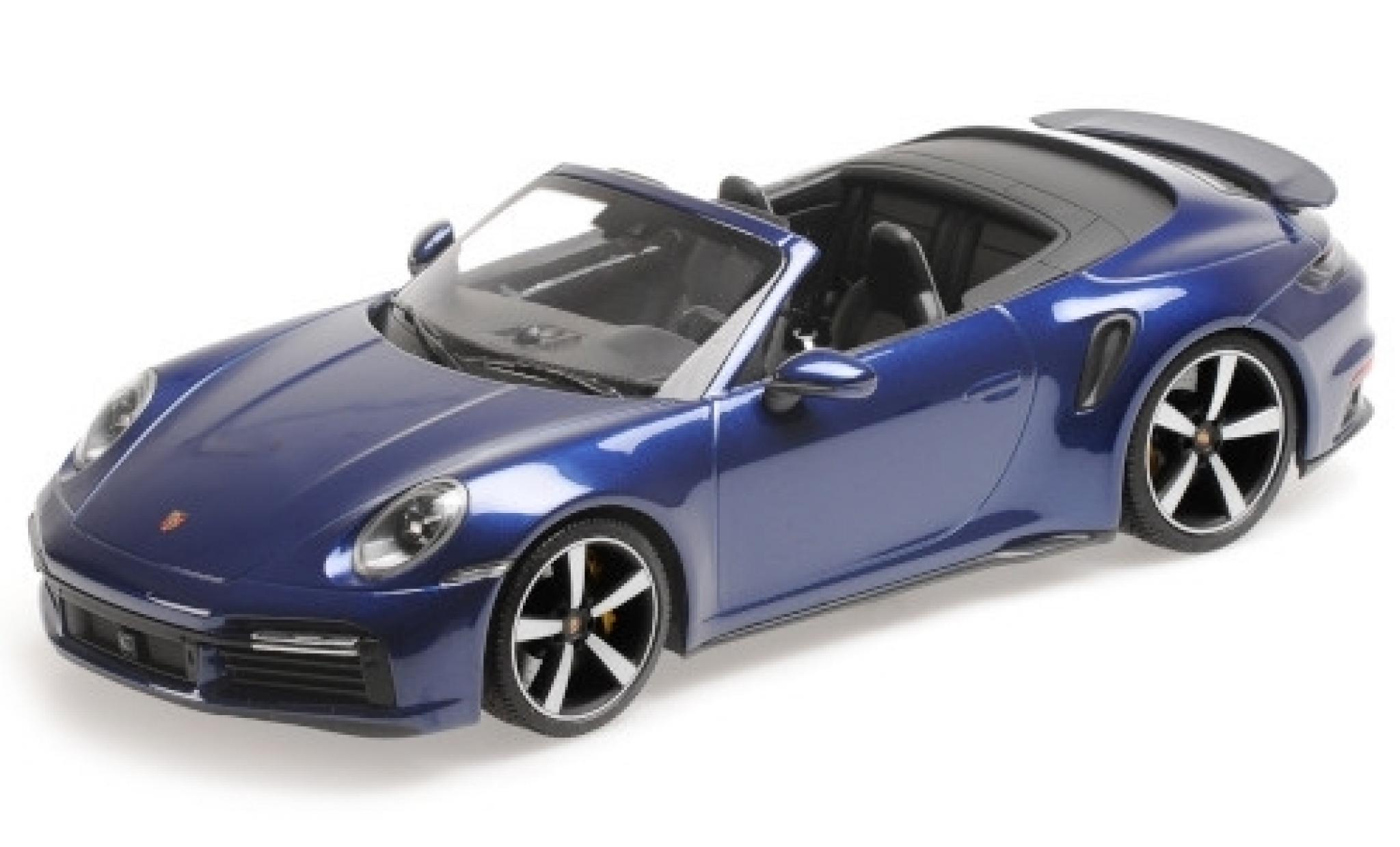 Porsche 992 Turbo s 1/18 Minichamps 911 () Turbo S Cabriolet metallic blauw 2020 modelauto