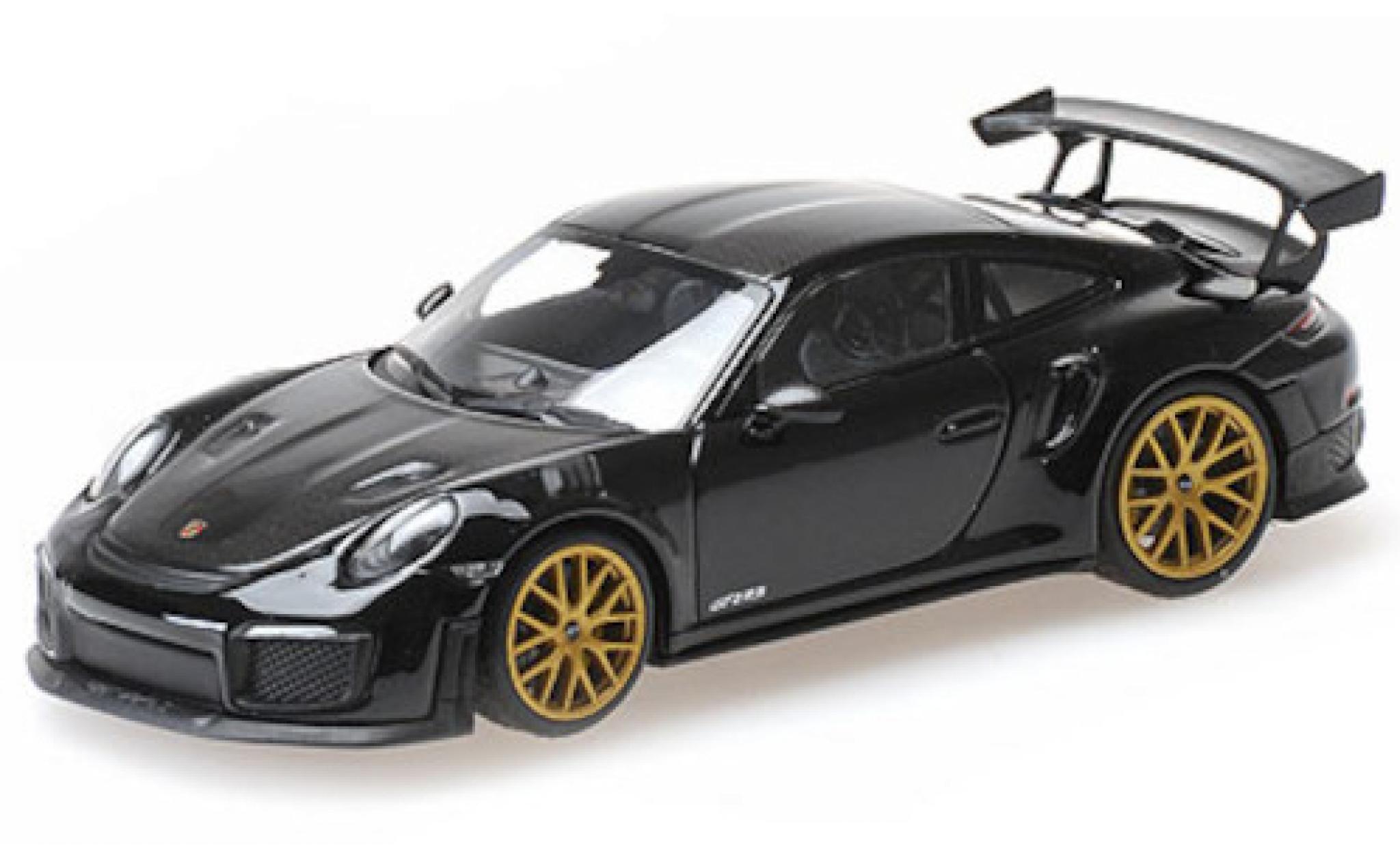 Porsche 991 GT2 RS 1/43 Minichamps 911 GT2 RS (.2) zwart/carbon 2018 Weissachpaket avec dor&eacute; jantes modelauto