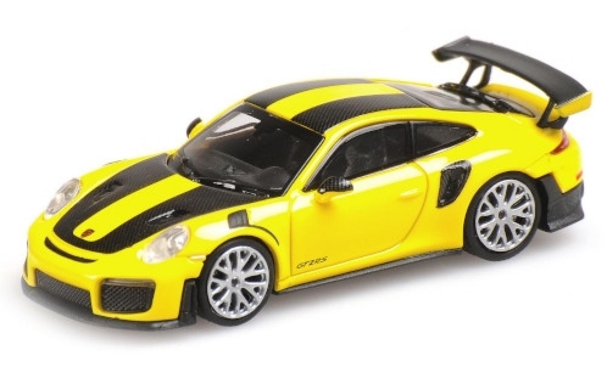 Porsche 991 GT2 RS 1/87 Minichamps 911 GT2 RS geel 2018 avec Carbon-Streifen modelauto