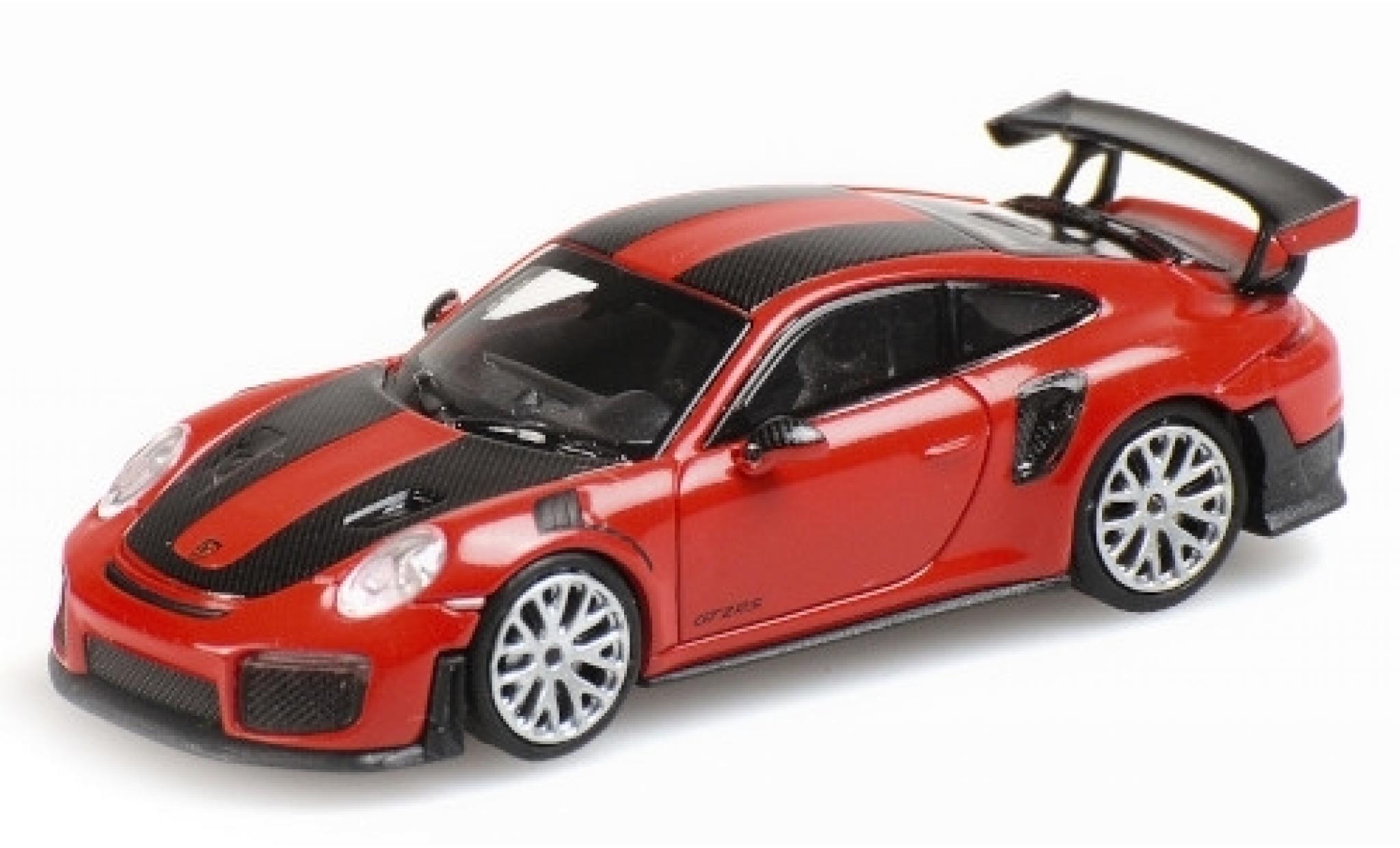 Porsche 991 GT2 RS 1/87 Minichamps 911 GT2 RS rood 2018 avec Carbon-Streifen modelauto