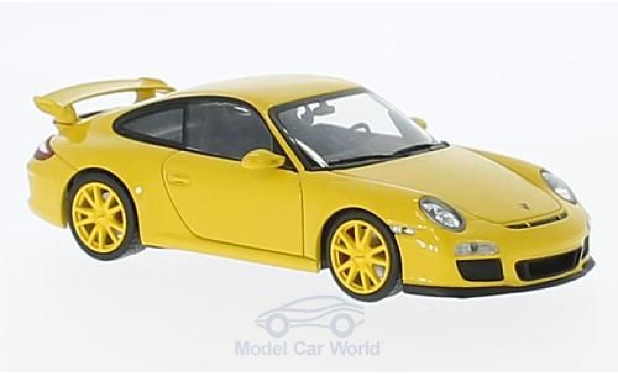 Porsche 997 GT3 1/43 Minichamps 911 GT3 geel 2009 mit geelen Felgen modelauto