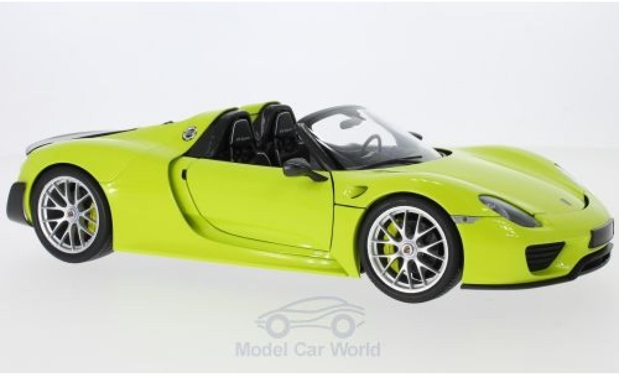 Porsche 918 1/18 Minichamps Spyder groen/carbon 2015 Weissach Package modelauto