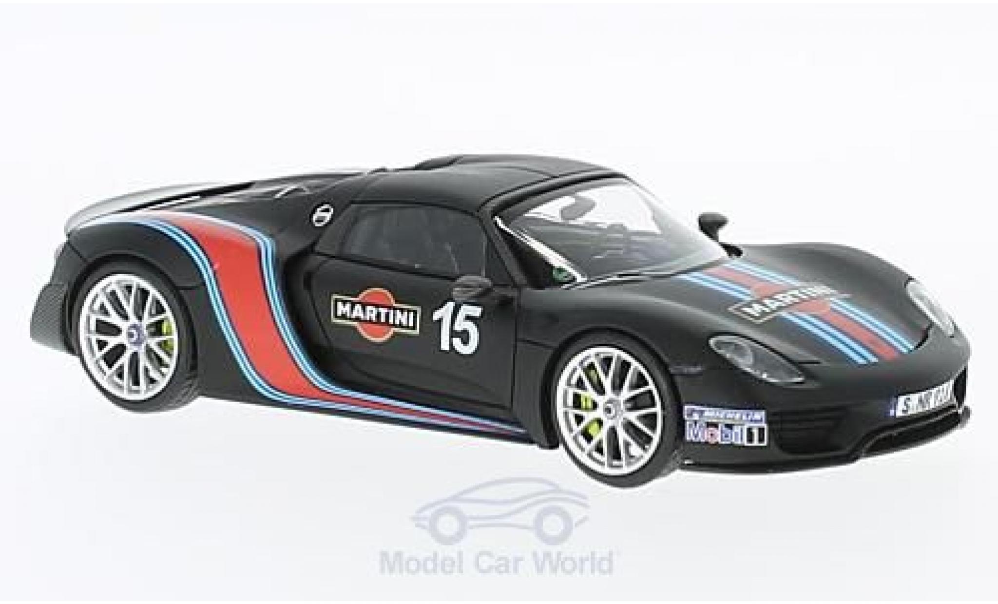 Porsche 918 2013 1/43 Minichamps Spyder Weissach-Package matt-zwart Martini 2013 modelauto