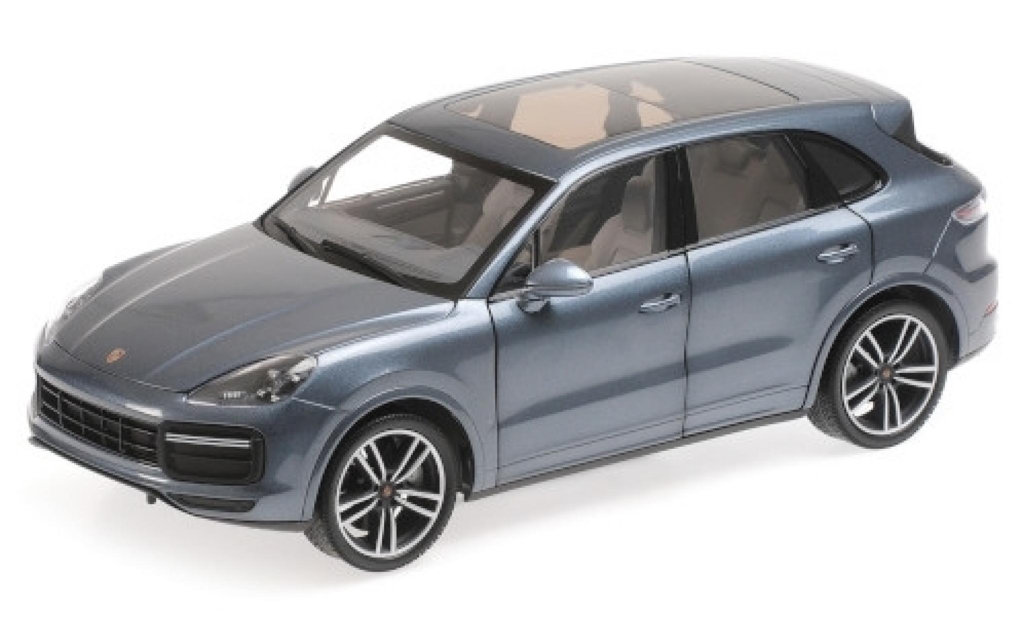 Porsche Cayenne Turbo S 1/18 Minichamps metallic blauw 2017 1:18 modelauto