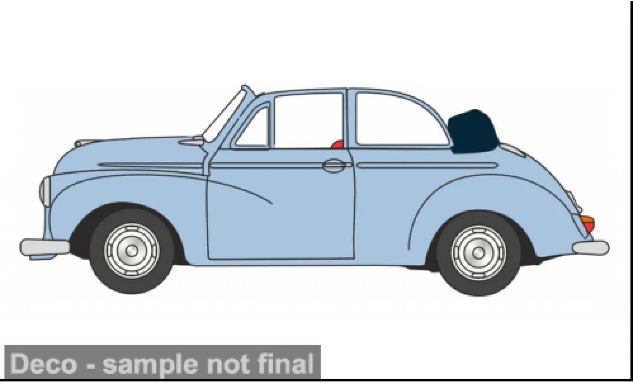 Morris Minor 1/76 Oxford Soft Top blauw/wit 1:76 modelauto