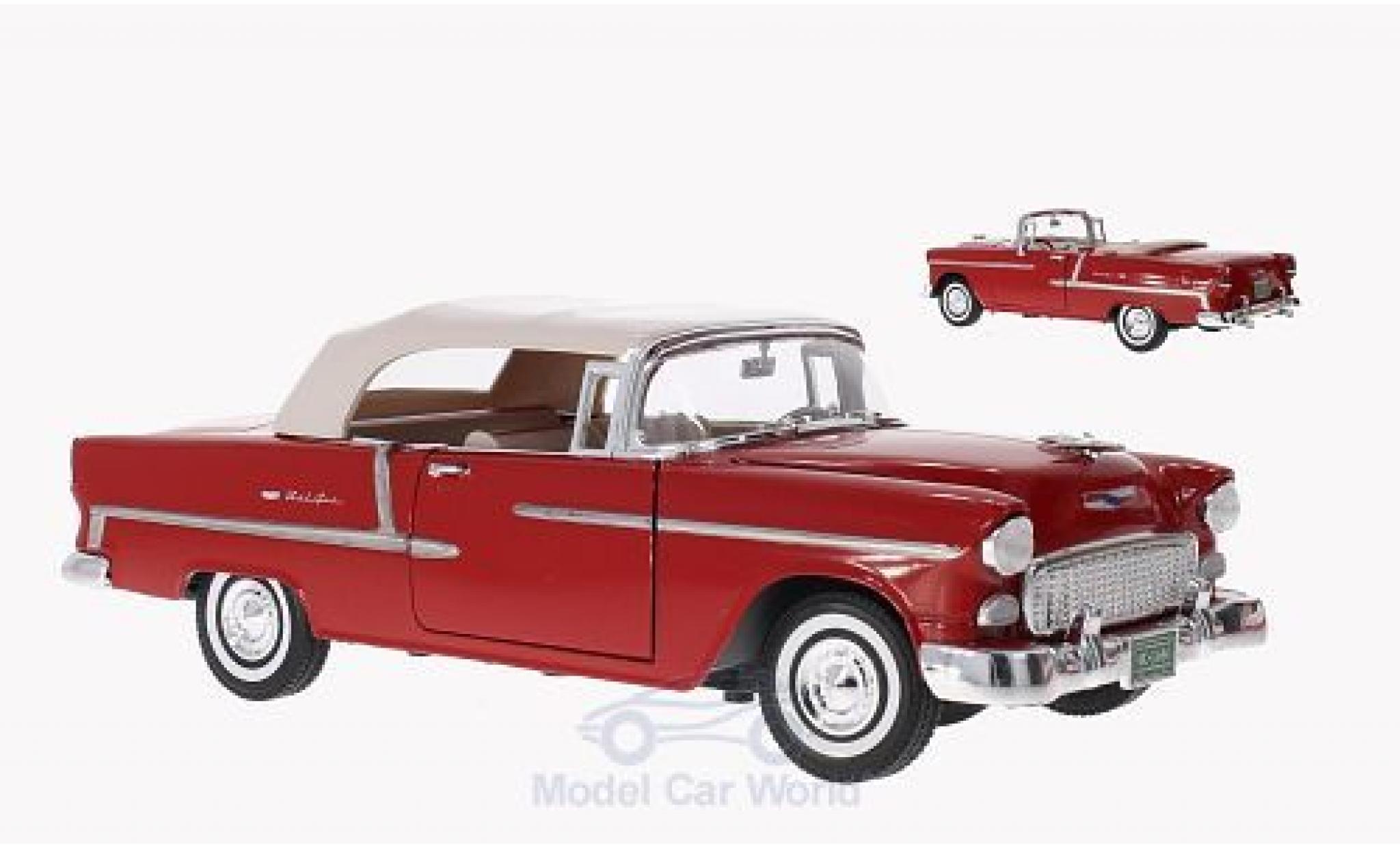 Chevrolet Bel Air 1/18 Motormax Cabriolet rood 1955 Softtop und Persenning liegen bei modelauto
