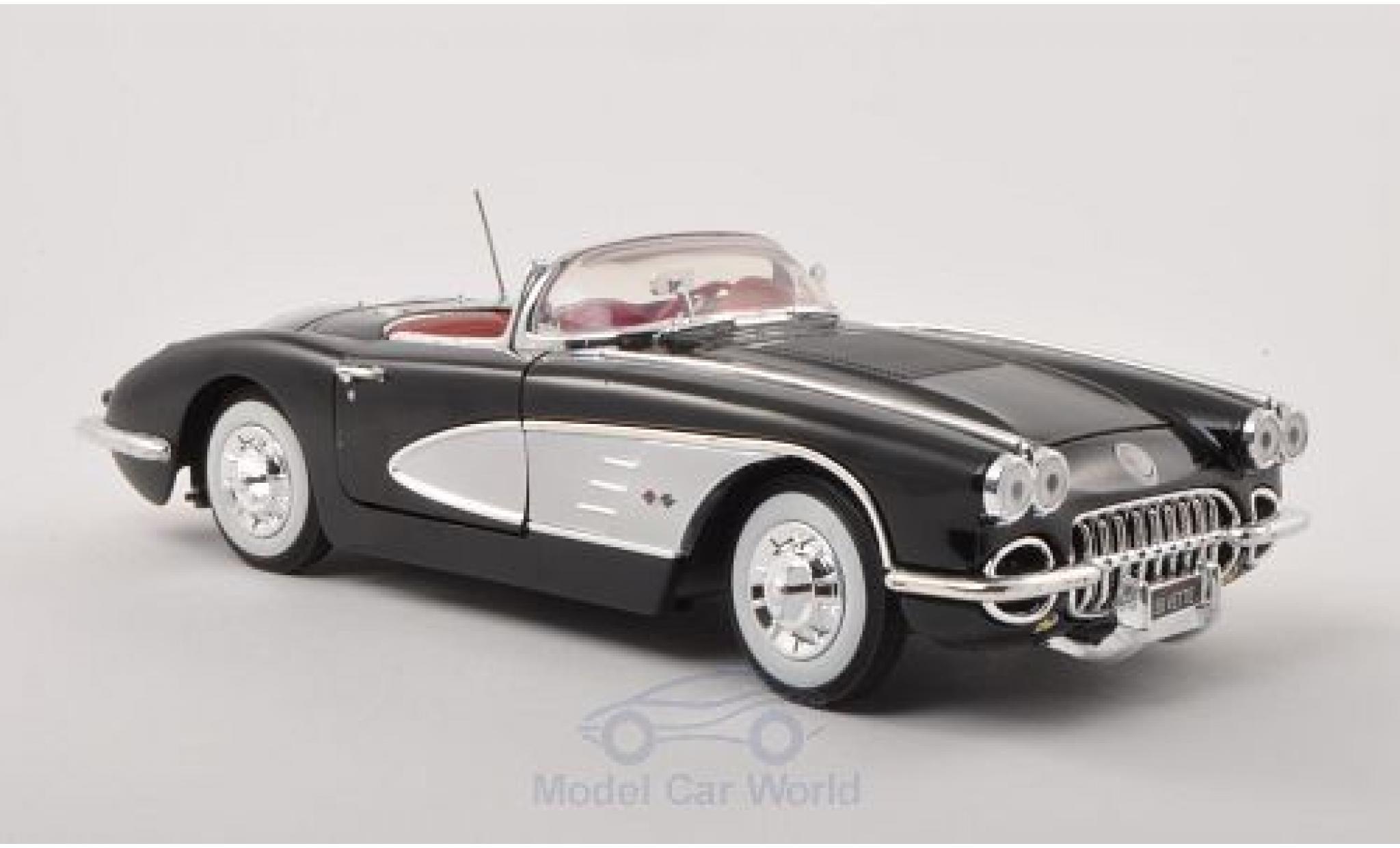 Chevrolet Corvette 1/18 Motormax C1 zwart/grijs 1958 modelauto