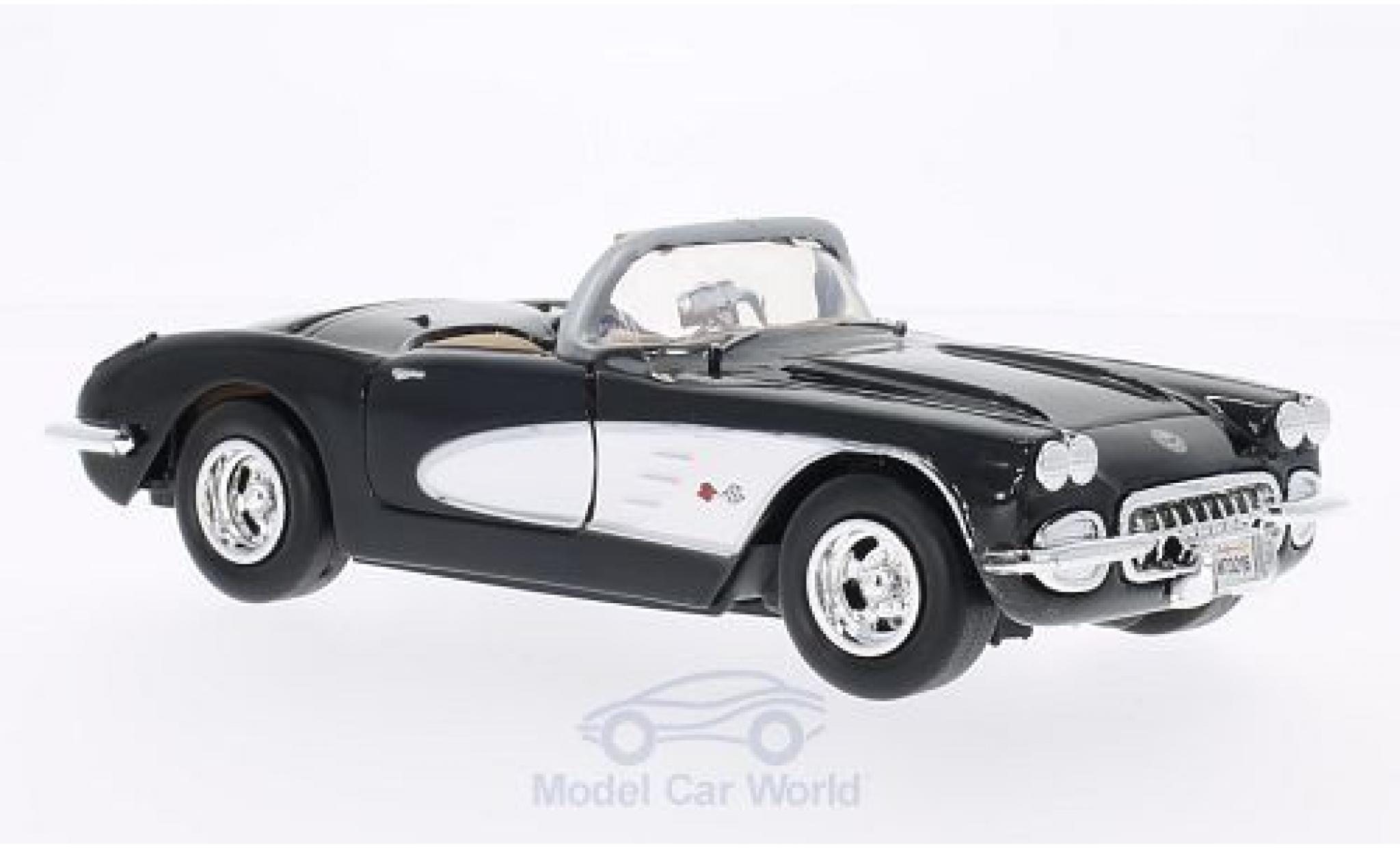 Chevrolet Corvette 1/24 Motormax (C1) zwart/wit 1959 ohne Vitrine modelauto