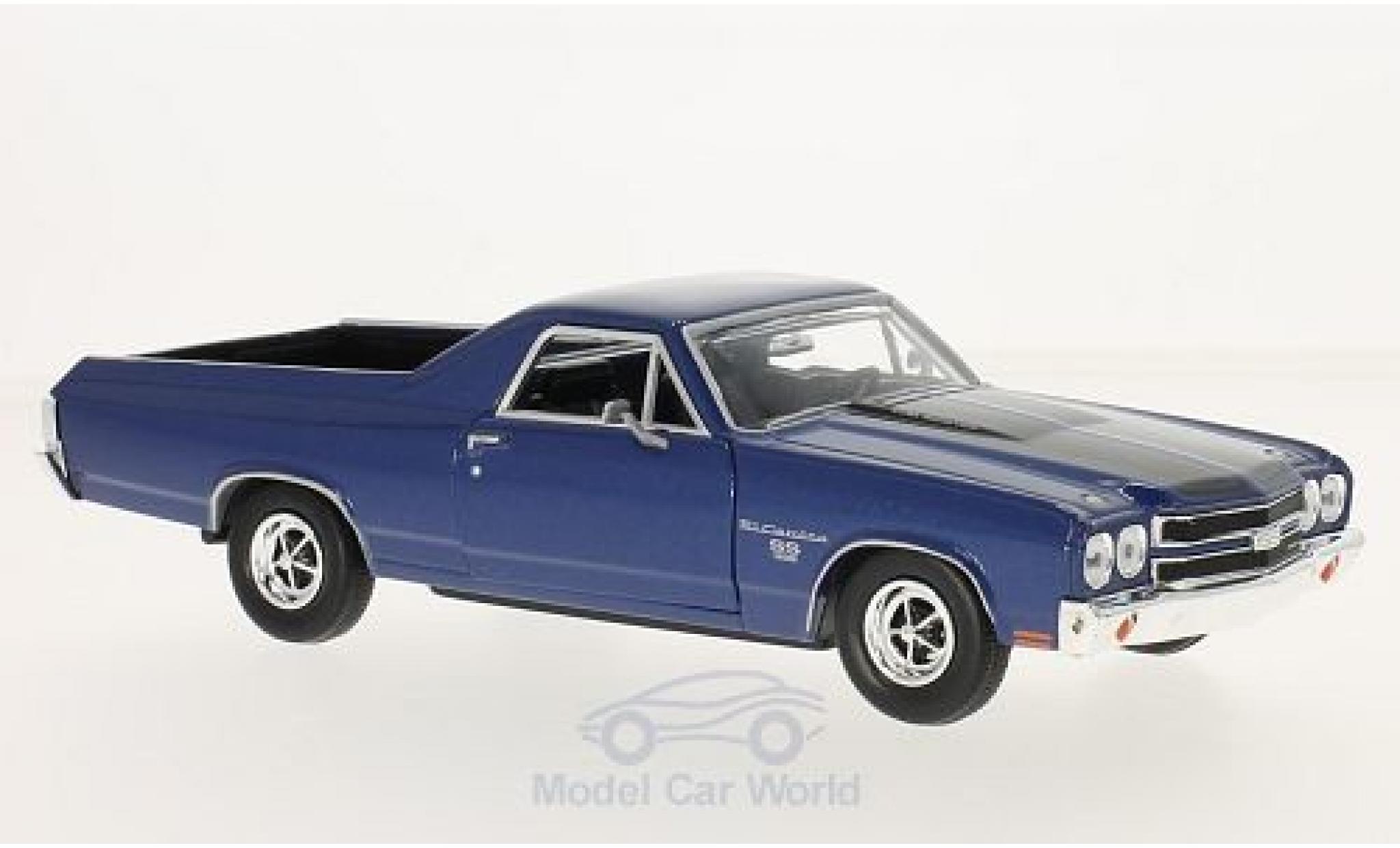 Chevrolet El Camino 1/24 Motormax metallic blauw/zwart 1970 modelauto
