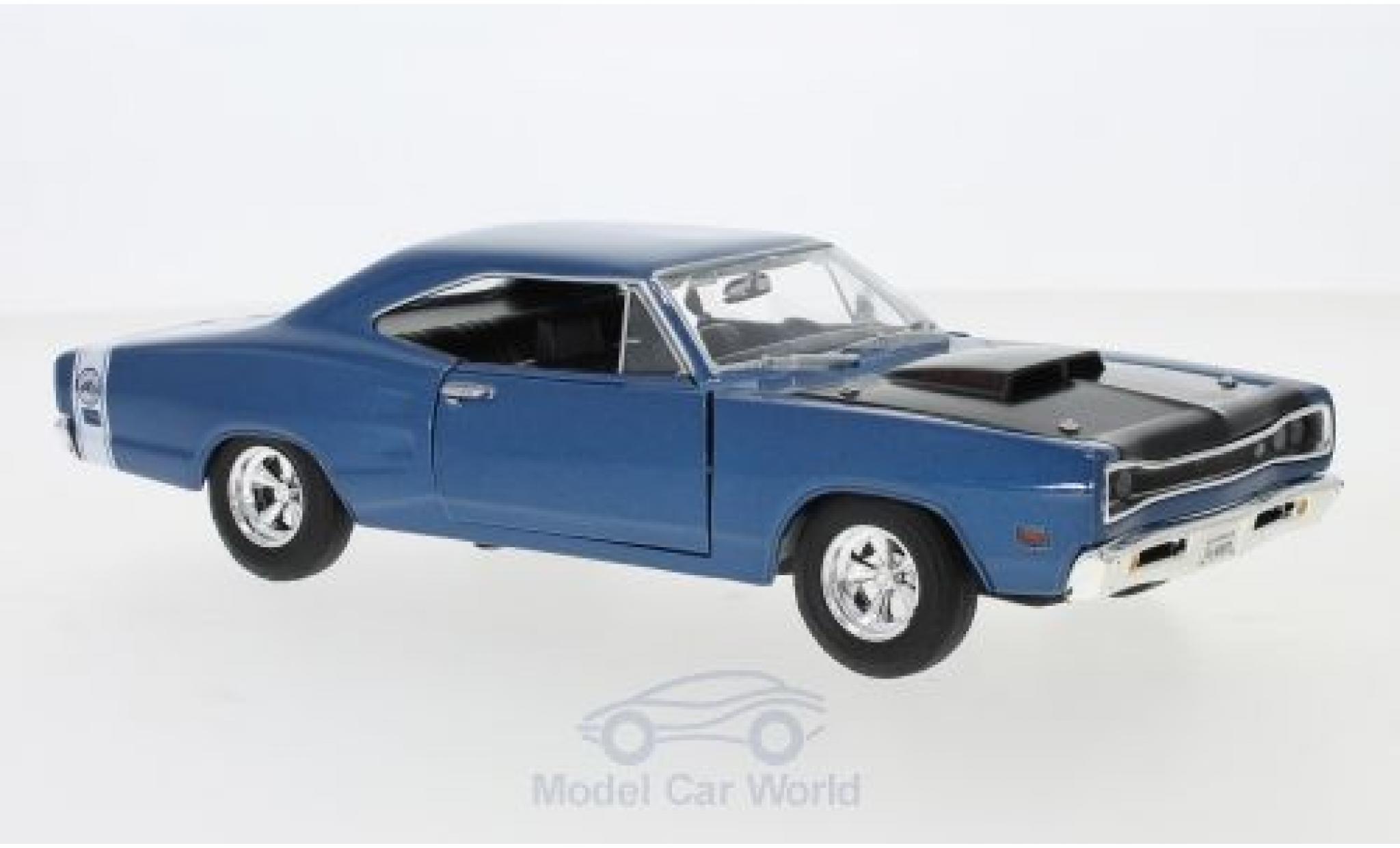 Dodge Coronet 1/24 Motormax Super Bee metallic blauw/zwart 1969 modelauto