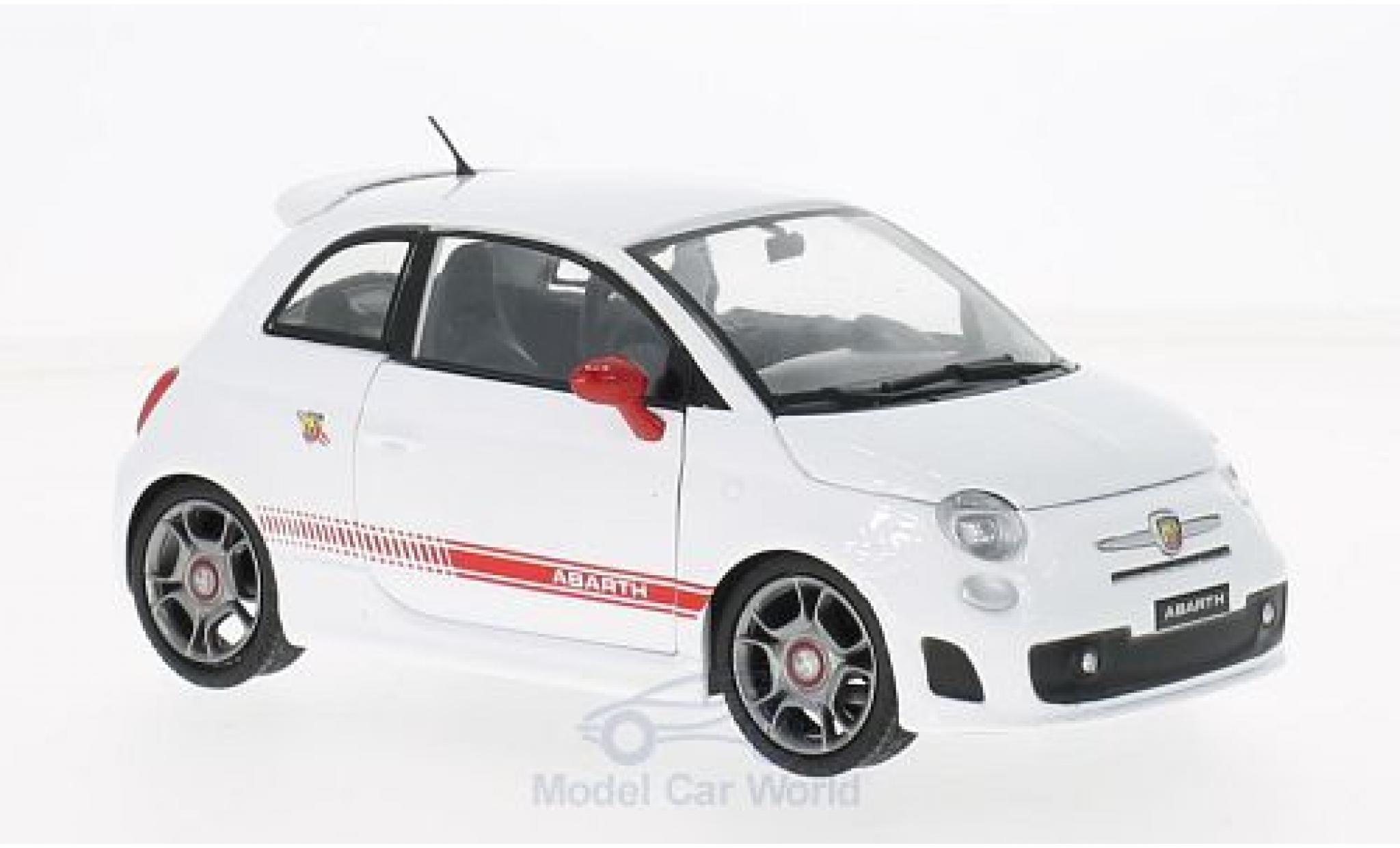 Fiat 500 F 1/24 Motormax Abarth wit/rood 2008 modelauto