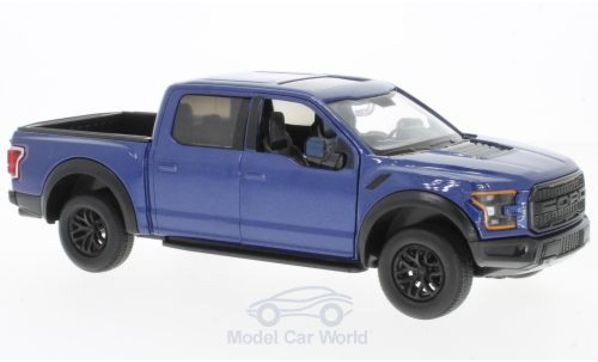 Ford F-1 1/24 Motormax 50 Raptor metallic blauw 2017 modelauto