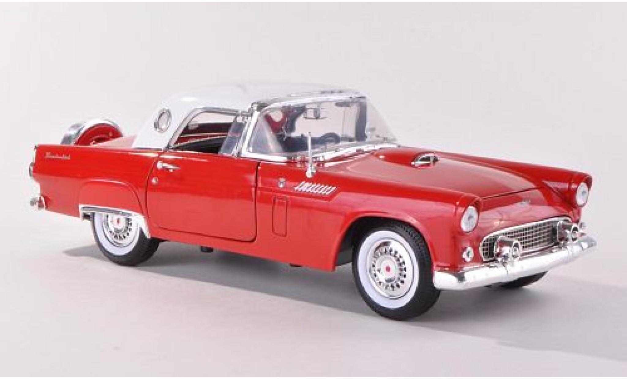 Ford Thunderbird 1/18 Motormax Hardtop rood/wit 1956 sans Vitrine modelauto
