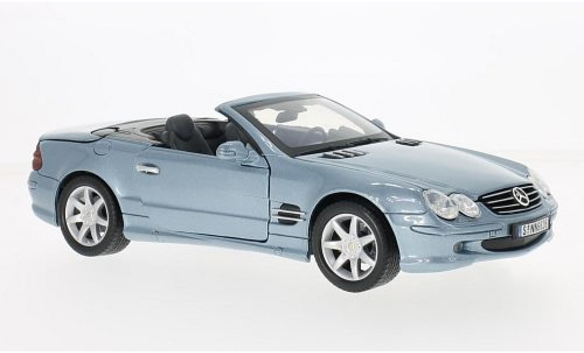 Mercedes Classe SL 1/18 Motormax SL 500 (R230) metallic blauw 2002 modelauto
