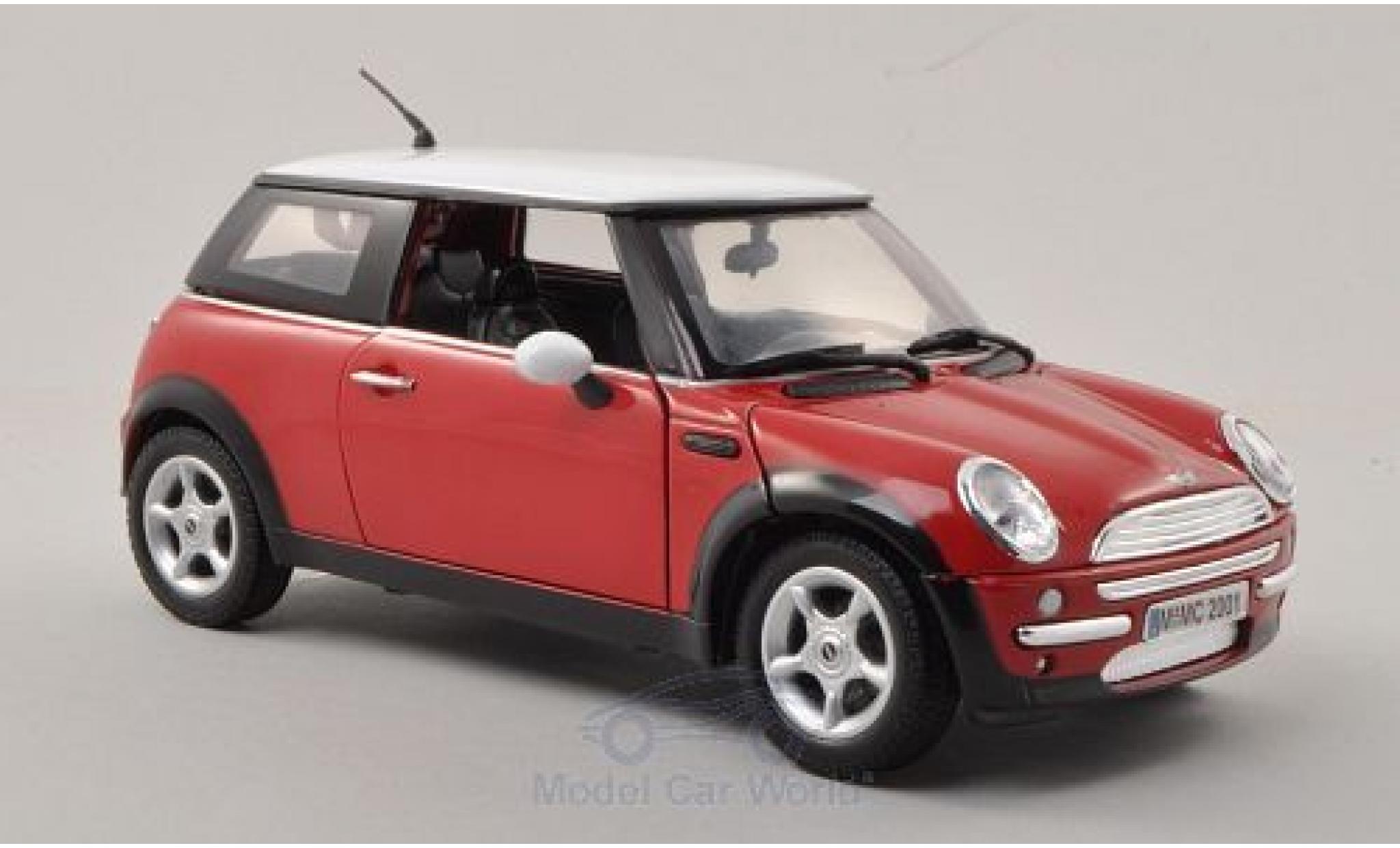 Mini Cooper S 1/18 Motormax rood/wit 2001 modelauto