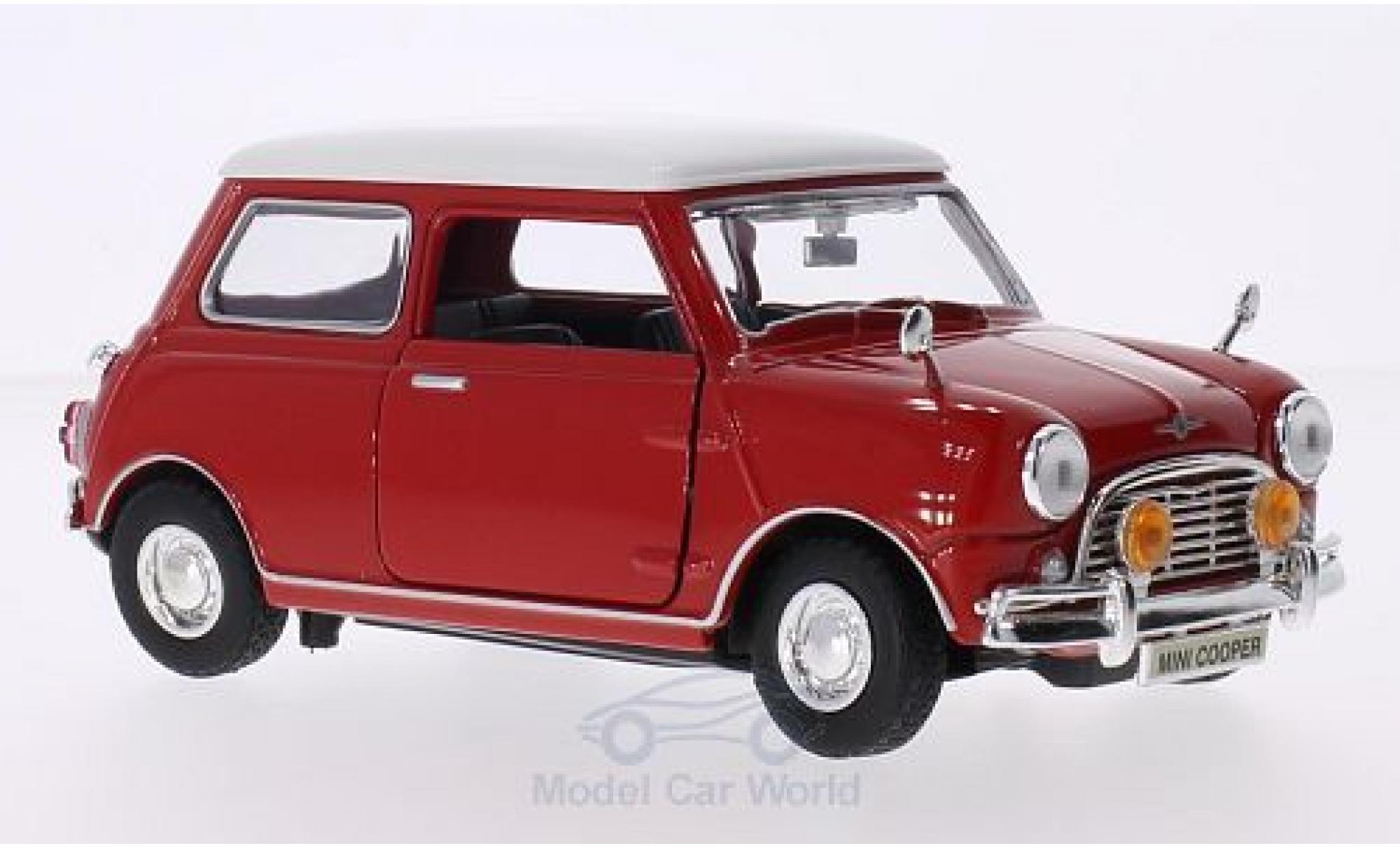 Mini Cooper S 1/18 Motormax rood/wit RHD modelauto