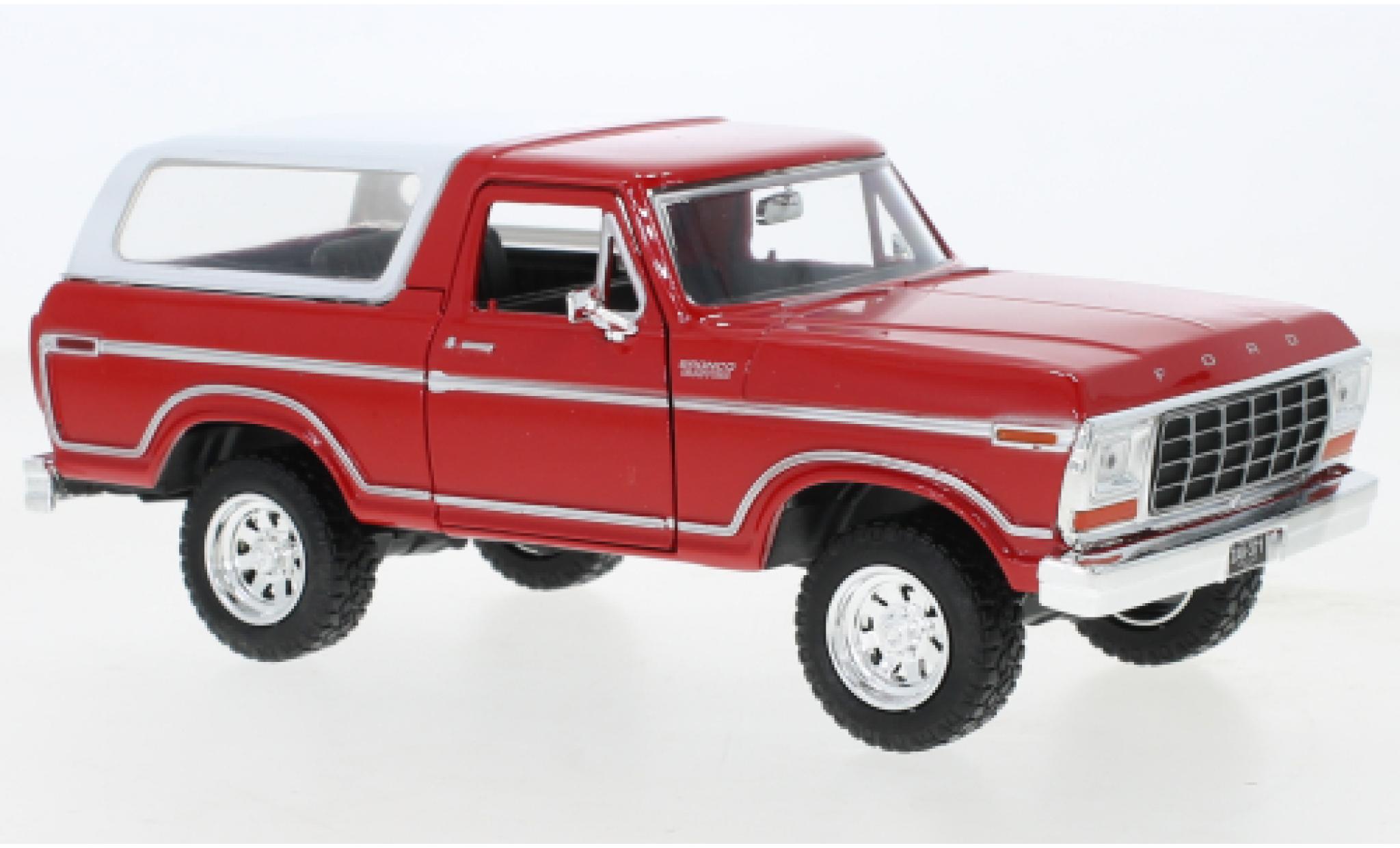 Ford Bronco 1/24 Motormax Custom rood/wit 1978 modelauto