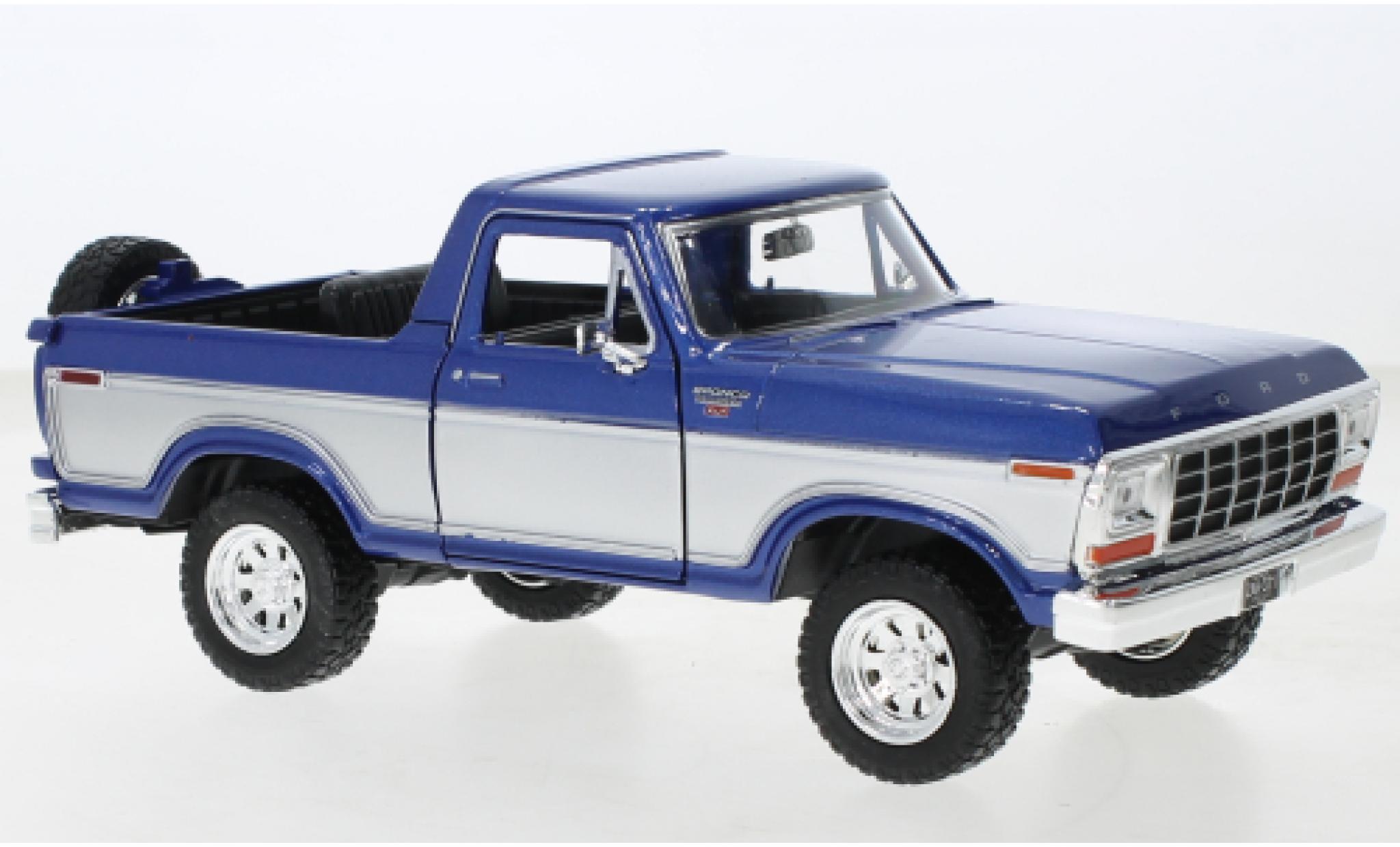 Ford Bronco 1/24 Motormax Ranger XLT metallic blauw/d 1978 modelauto