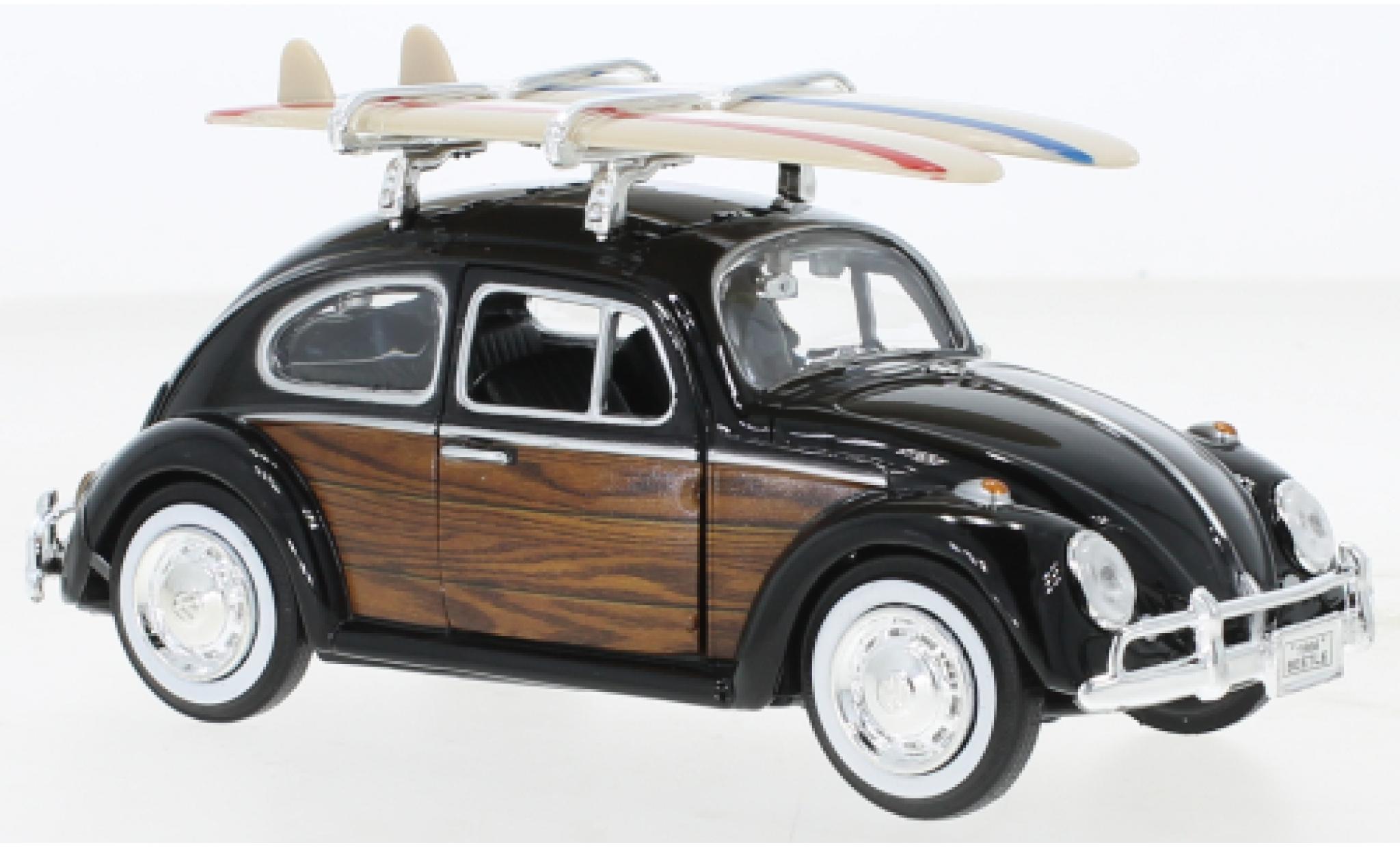 Volkswagen Beetle 1/24 Motormax (K&auml;fer) zwart/Holzoptik 1966 modelauto