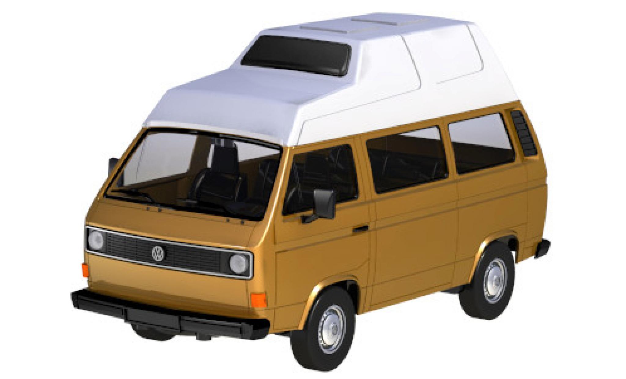 Volkswagen T3 1/24 Motormax Camper bruin/wit modelauto