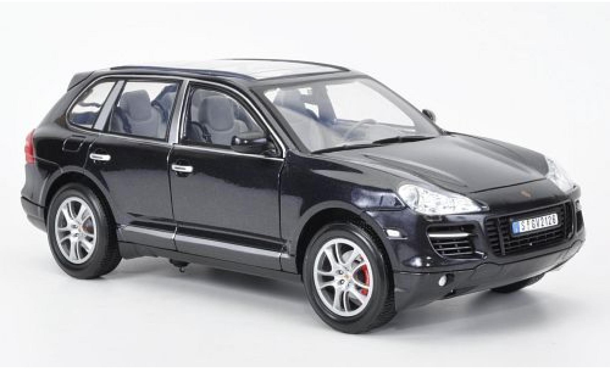 Porsche Cayenne Turbo 1/18 Motormax Turbo metallic zwart modelauto