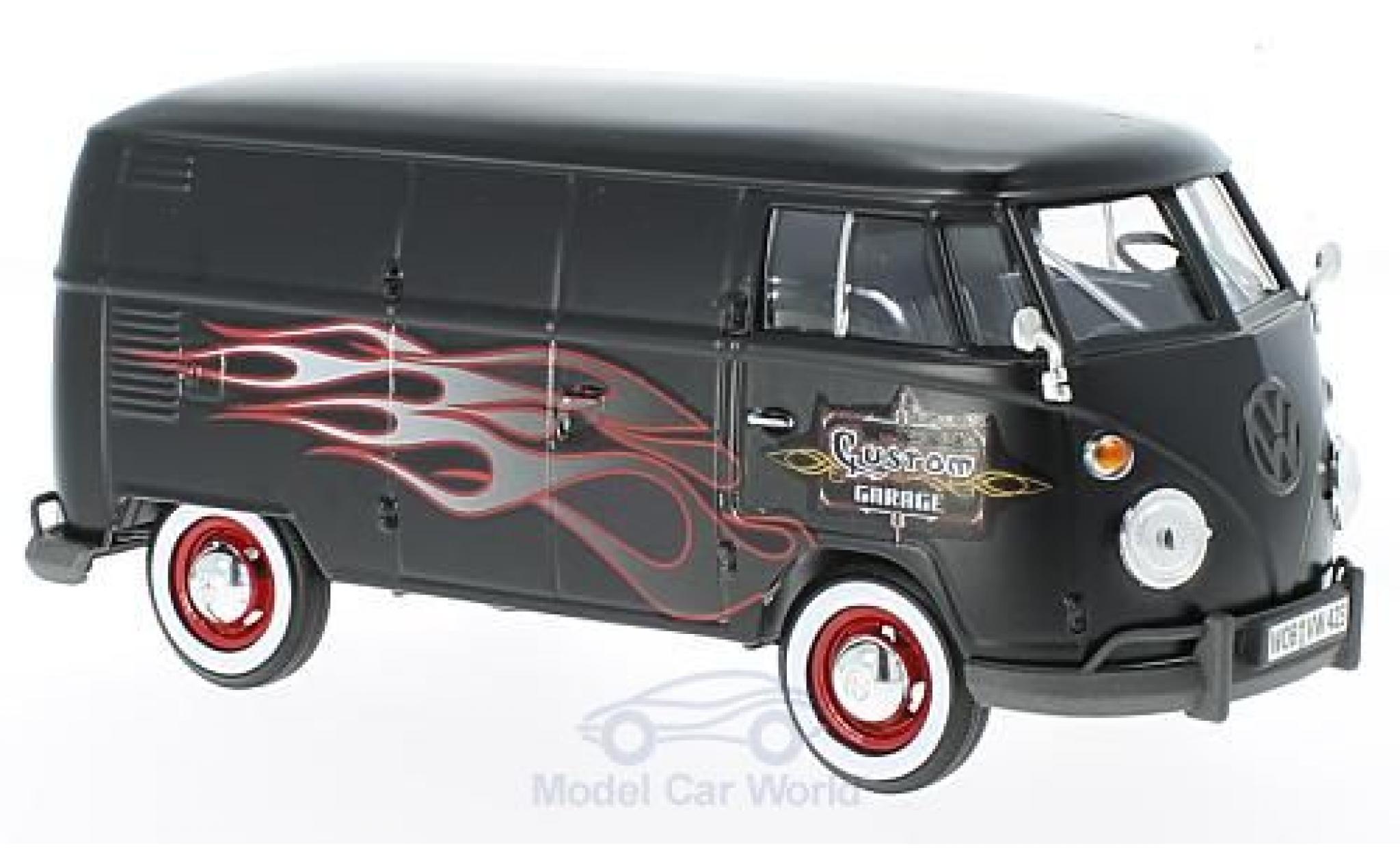 Volkswagen T1 A 1/24 Motormax matt-zwart/Dekor Custom Garage modelauto