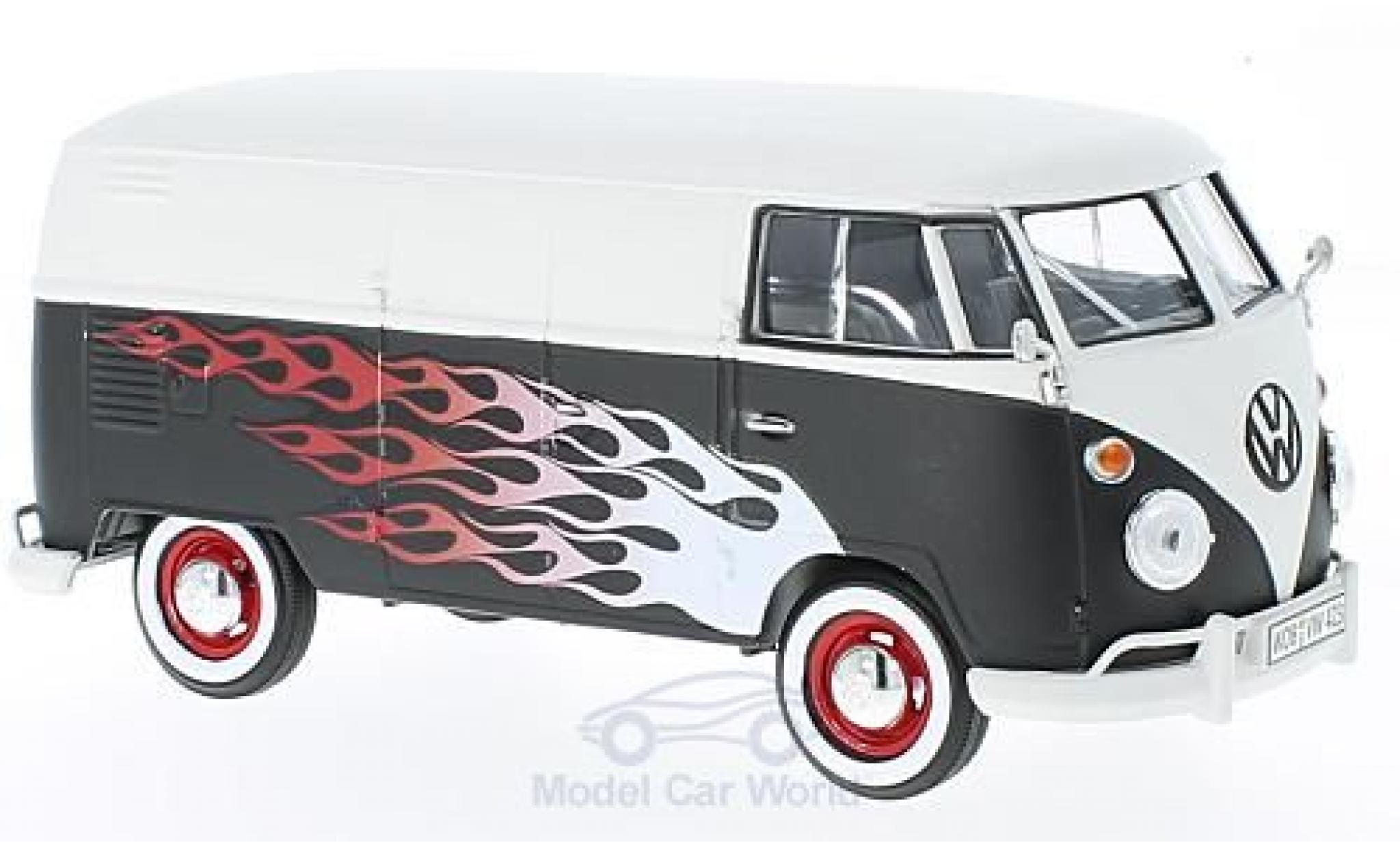 Volkswagen T1 A 1/24 Motormax matt-wit/matt-zwart Custom Garage modelauto