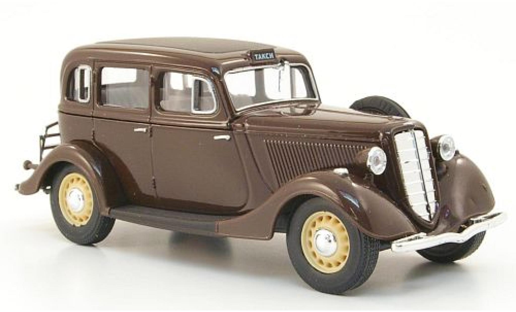 Gaz M1 1/43 Nash Avtoprom GAZ bruin Taxi modelauto