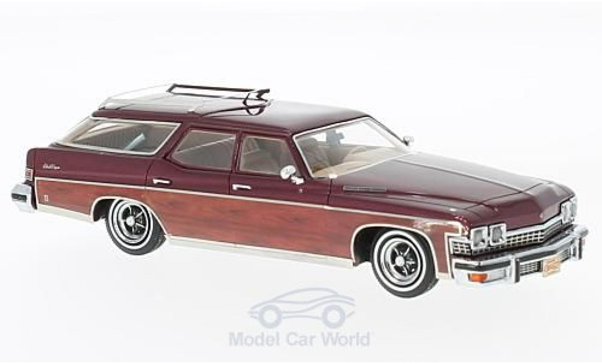 Buick Le Sabre 1/43 Neo Estate Wagon metallic rood/Holzoptik 1974 modelauto