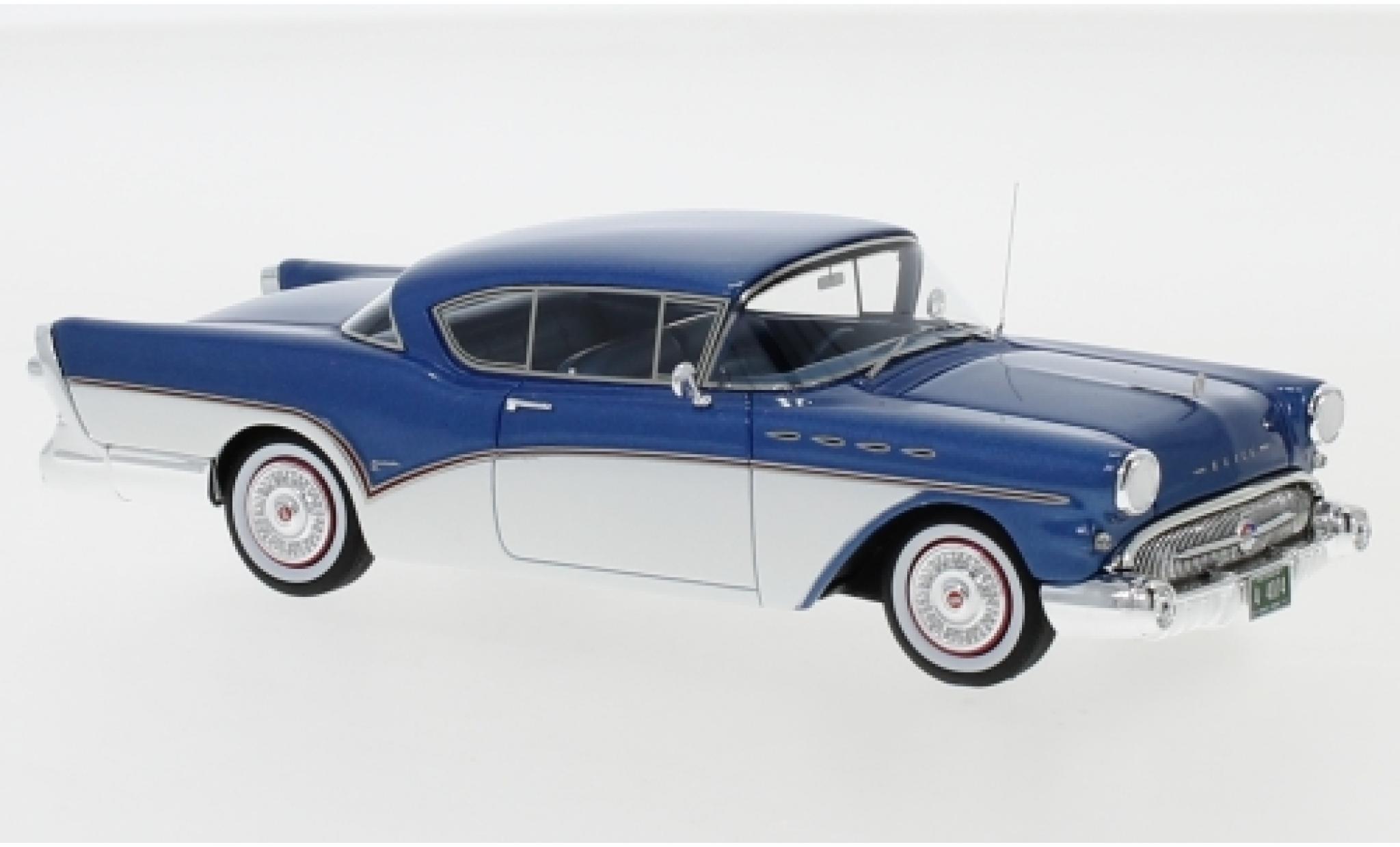 Buick Roadmaster 1/43 Neo Hardtop Coupe metallic blauw/wit 1957 modelauto