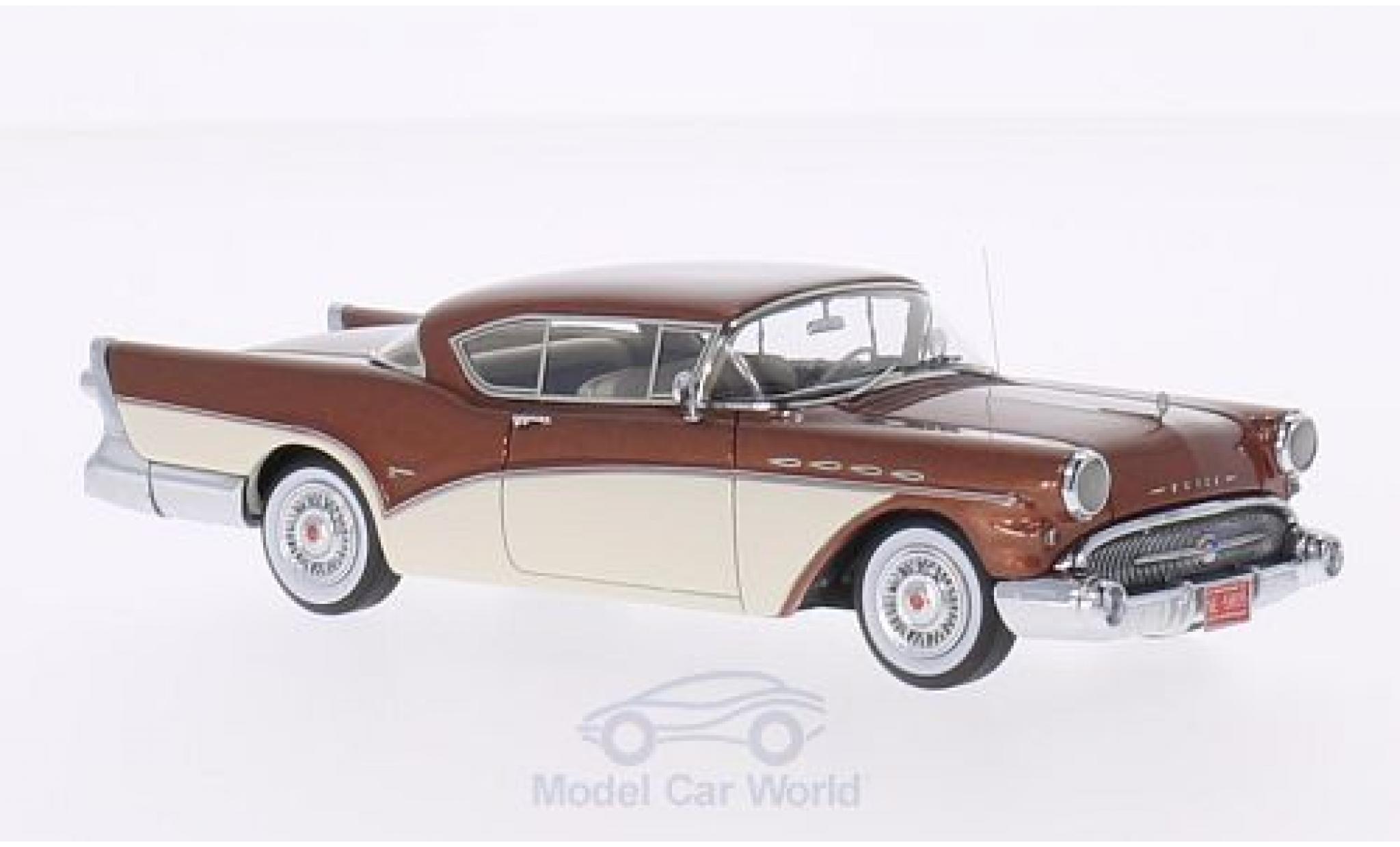 Buick Roadmaster 1/43 Neo Hardtop Coupe metallic bruin/wit 1957 modelauto